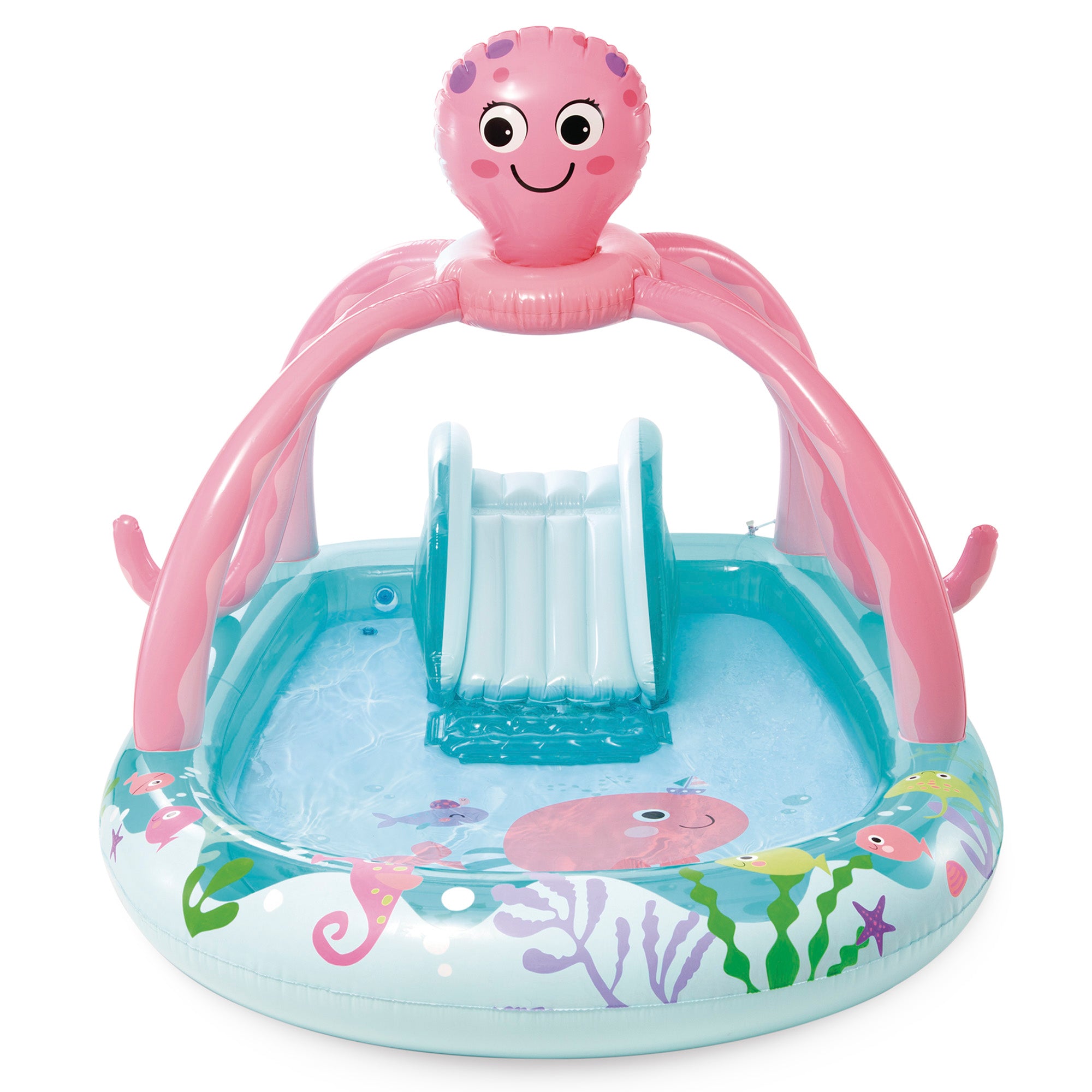 INTEX Centro de juegos hinchable agua pulpo con aspersor, tobogán y juego de anillas