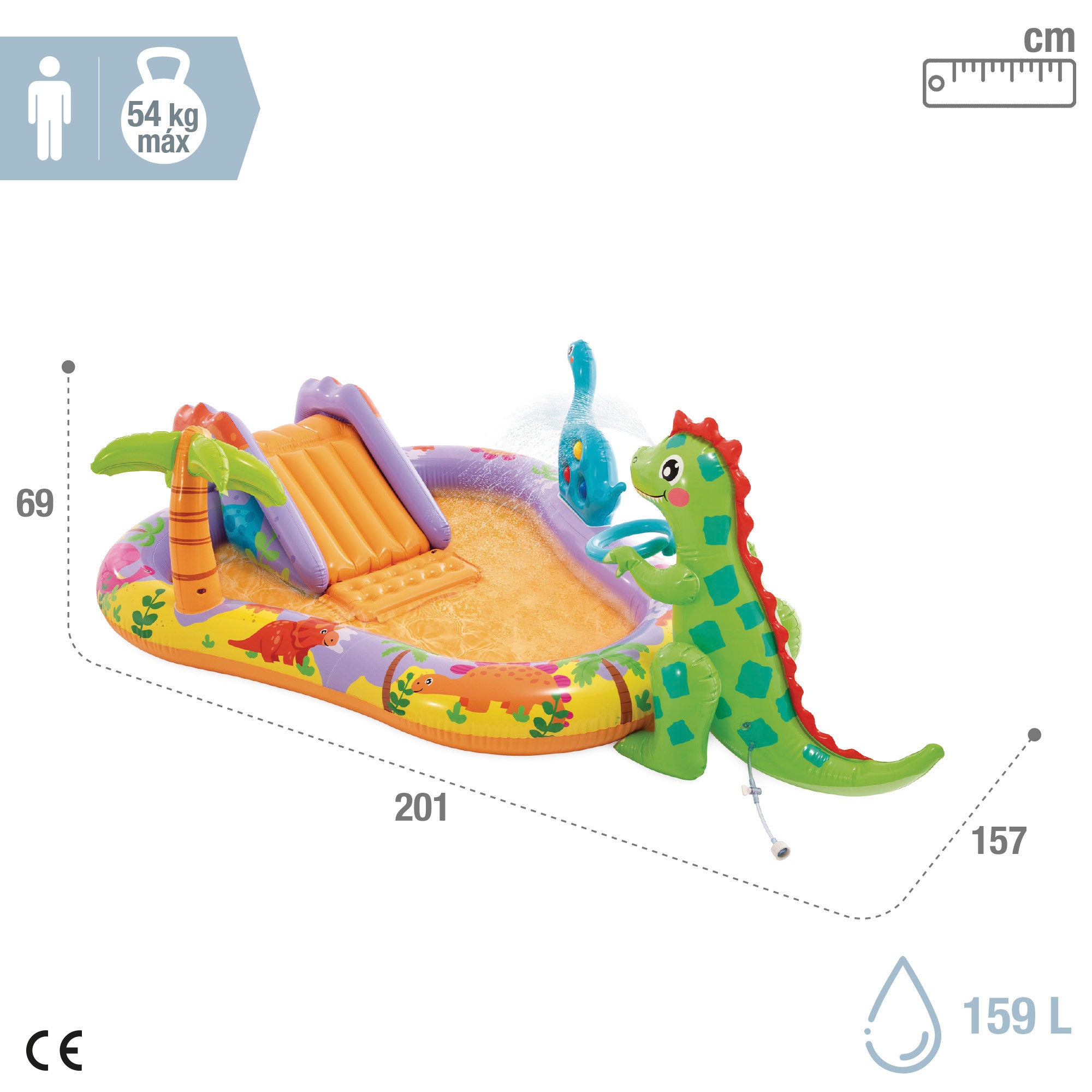INTEX Centro de juegos acuático hinchable Dino Park con tobogán y pulverizador