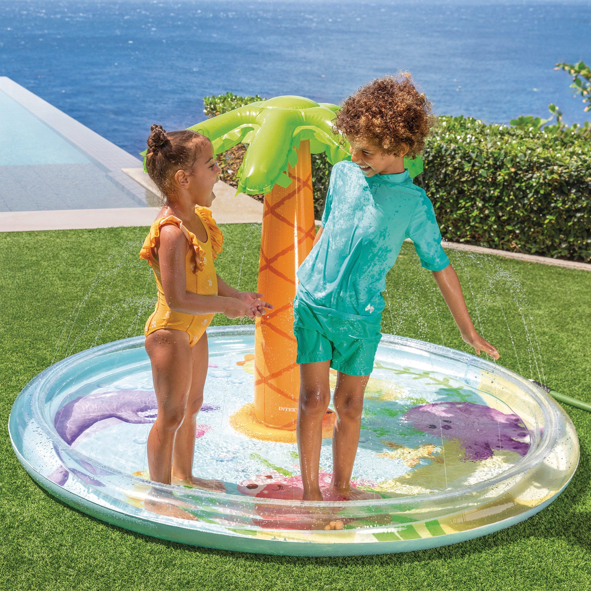 INTEX Piscina infantil hinchable Spray Palmera con rociador de agua