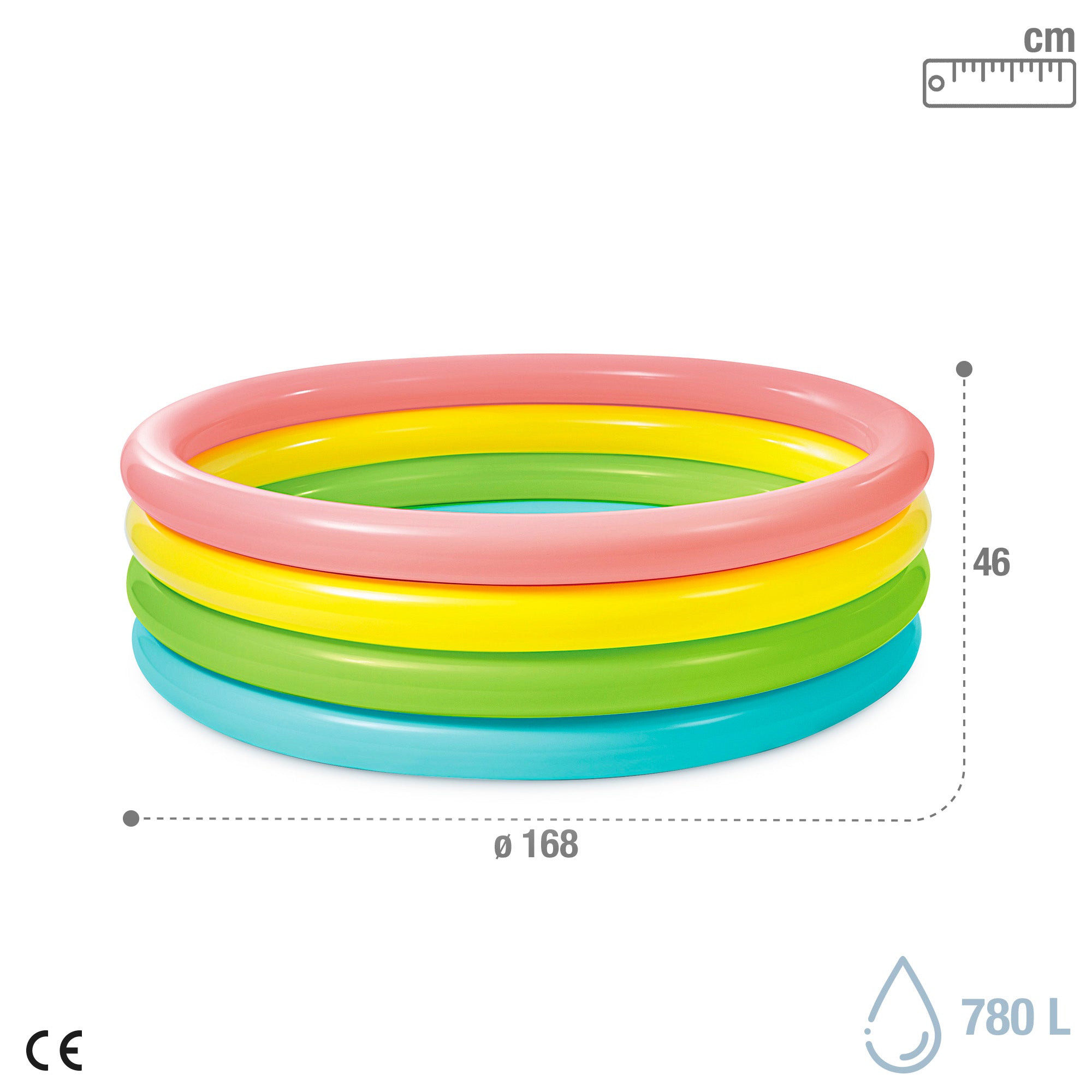 Piscina infantil insuflável INTEX com argolas multicoloridas 780 L