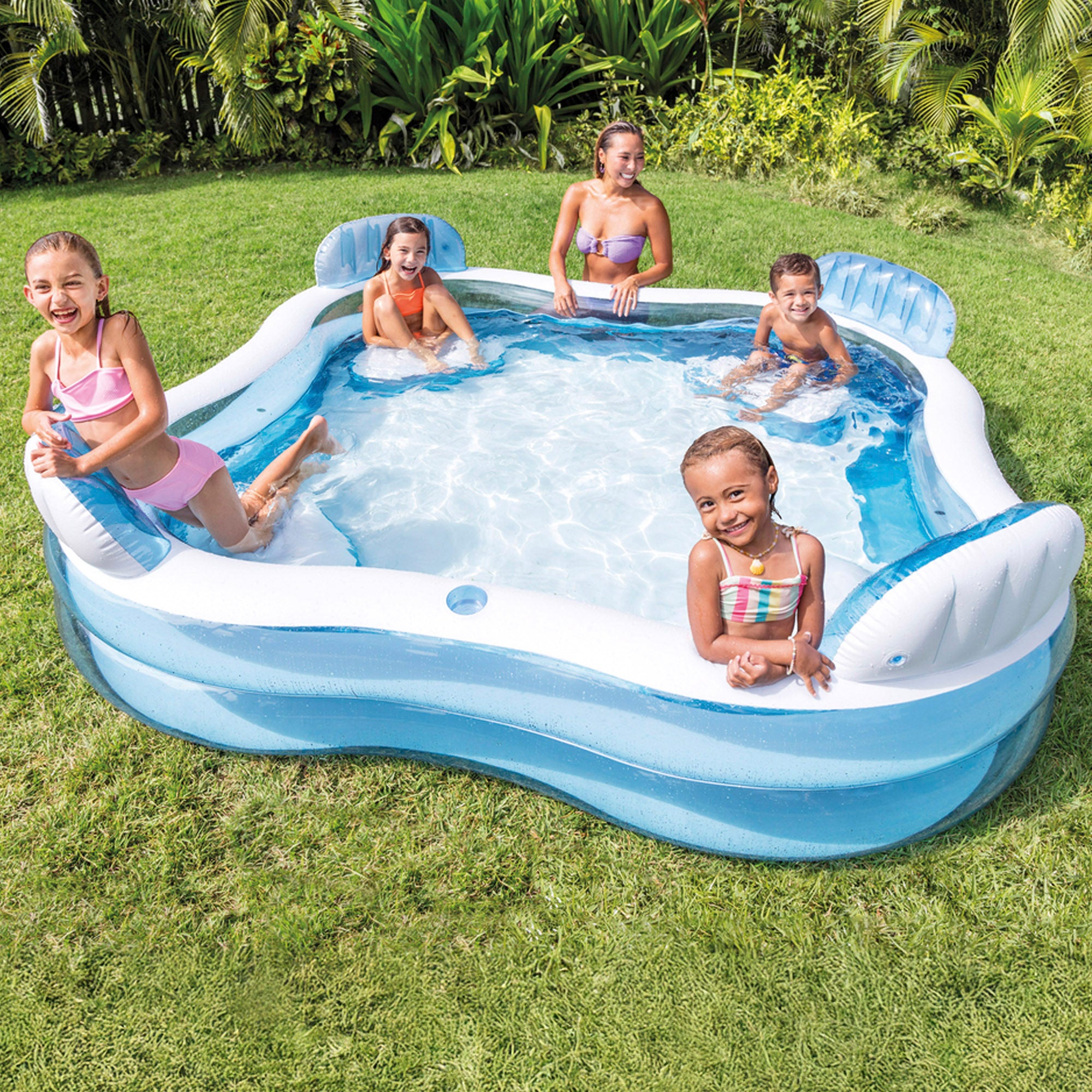 INTEX Piscina hinchable con asientos 229x229x66 cm - 990 l