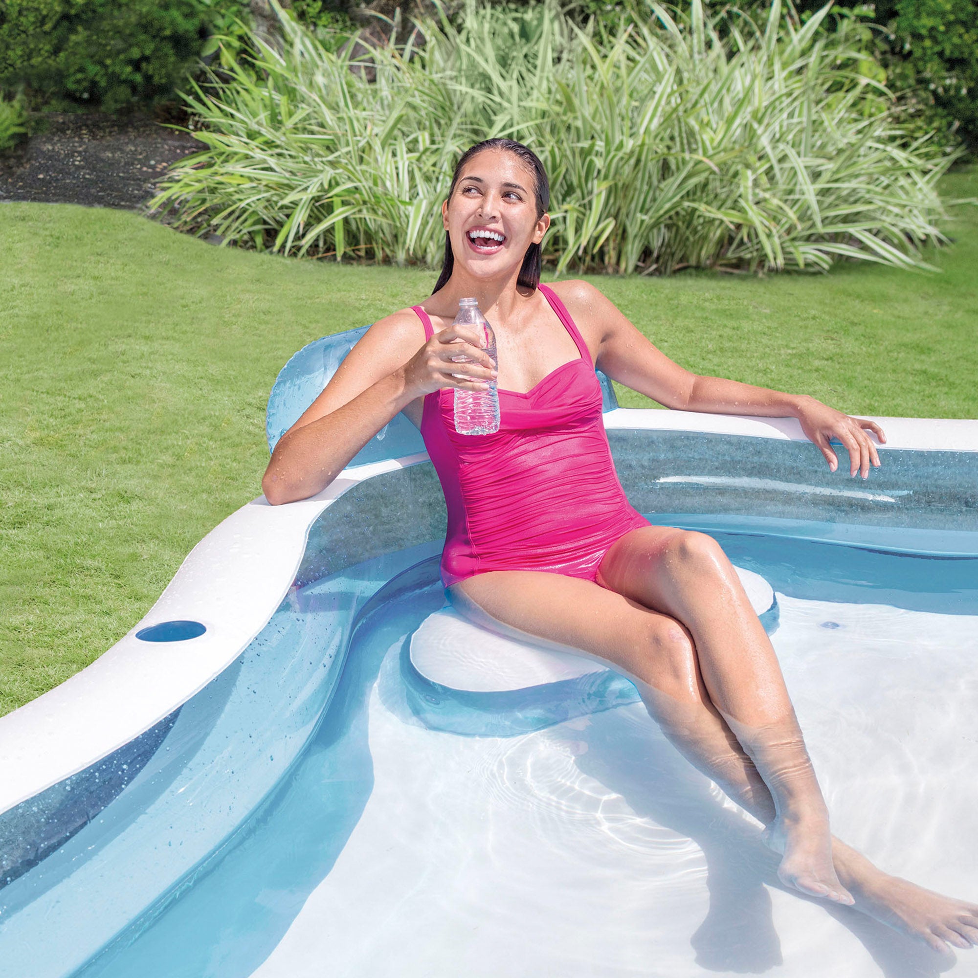 INTEX Piscina hinchable con asientos 229x229x66 cm - 990 l