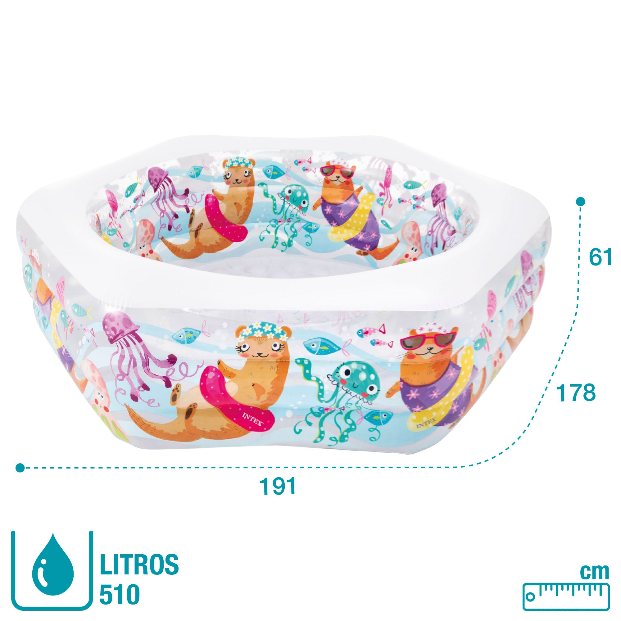 Piscina insuflável hexagonal INTEX 191x178x61 cm - 510 l