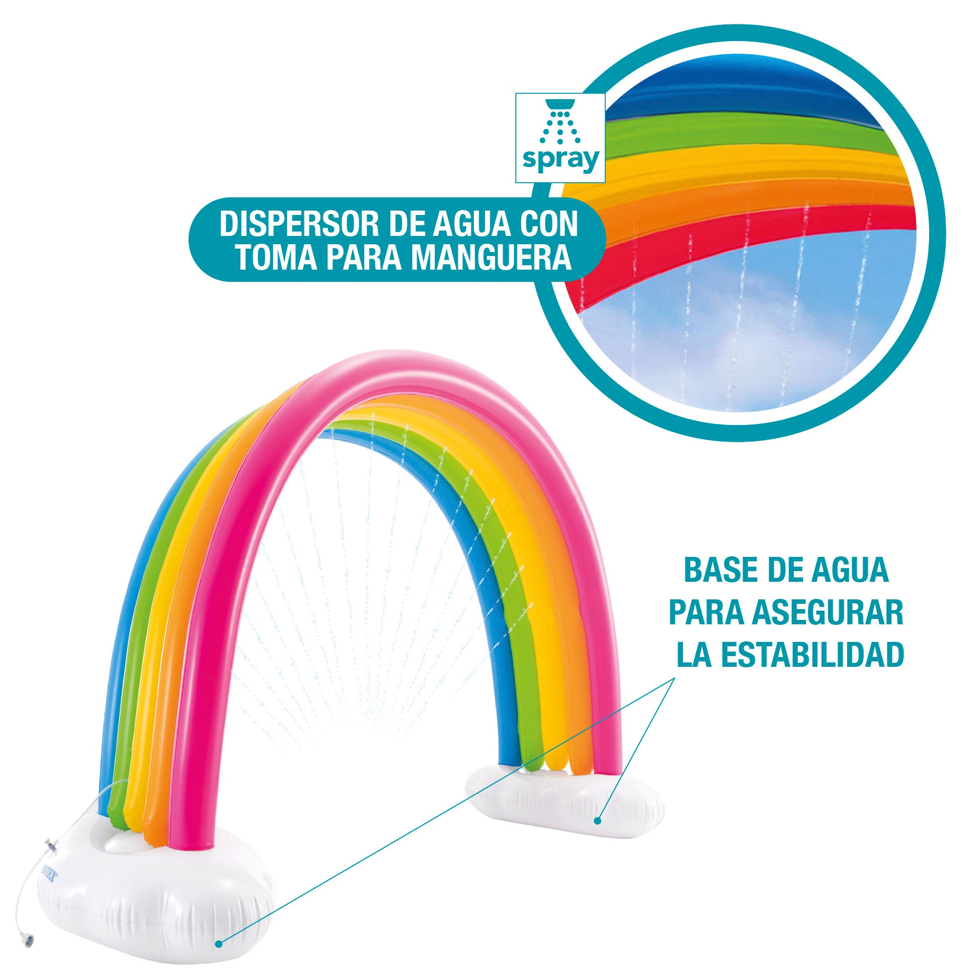 INTEX Arcoíris gigante inflable con spray 300x109x180 cm
