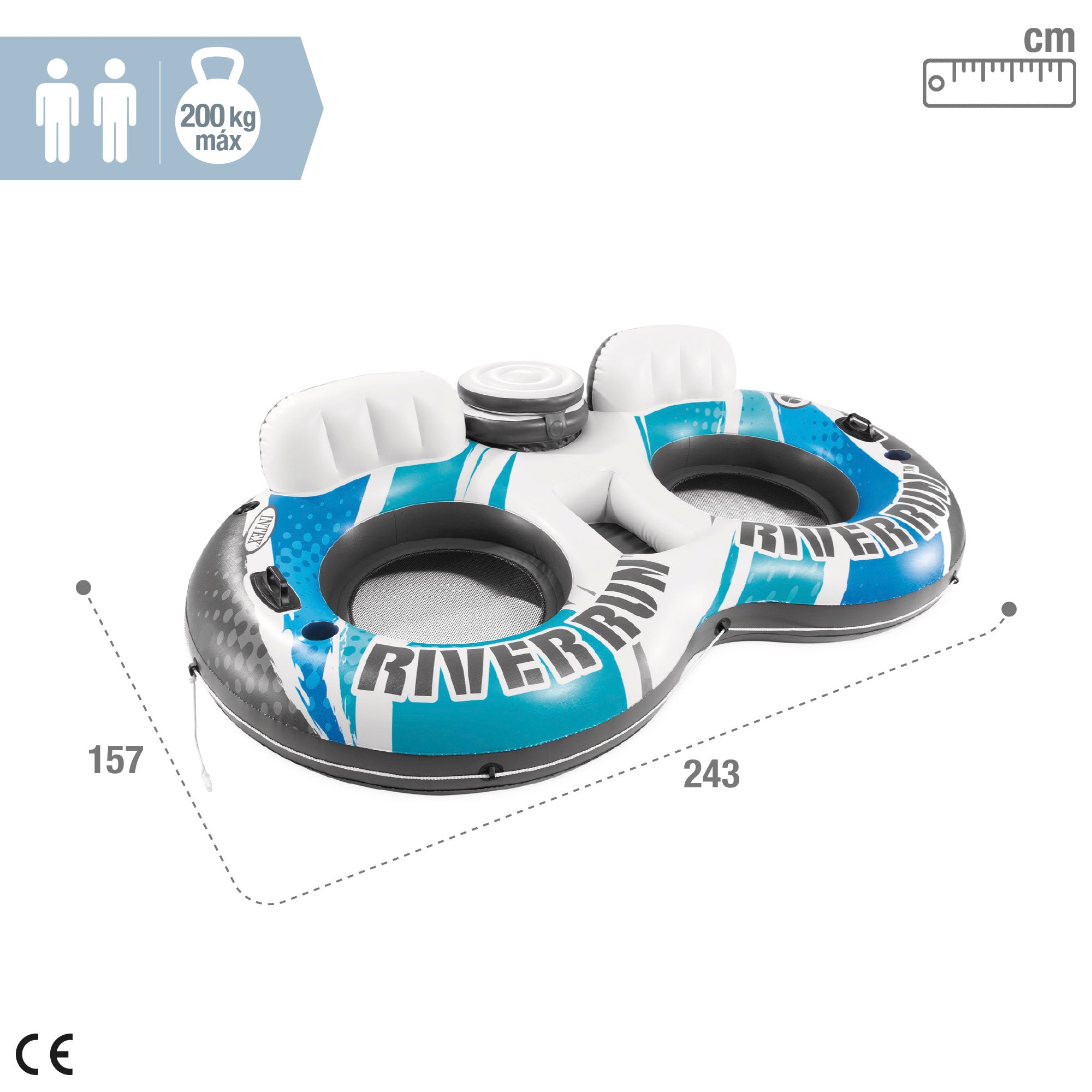 INTEX Flotador rueda hinchable 2 plazas con nevera 157x243 cm