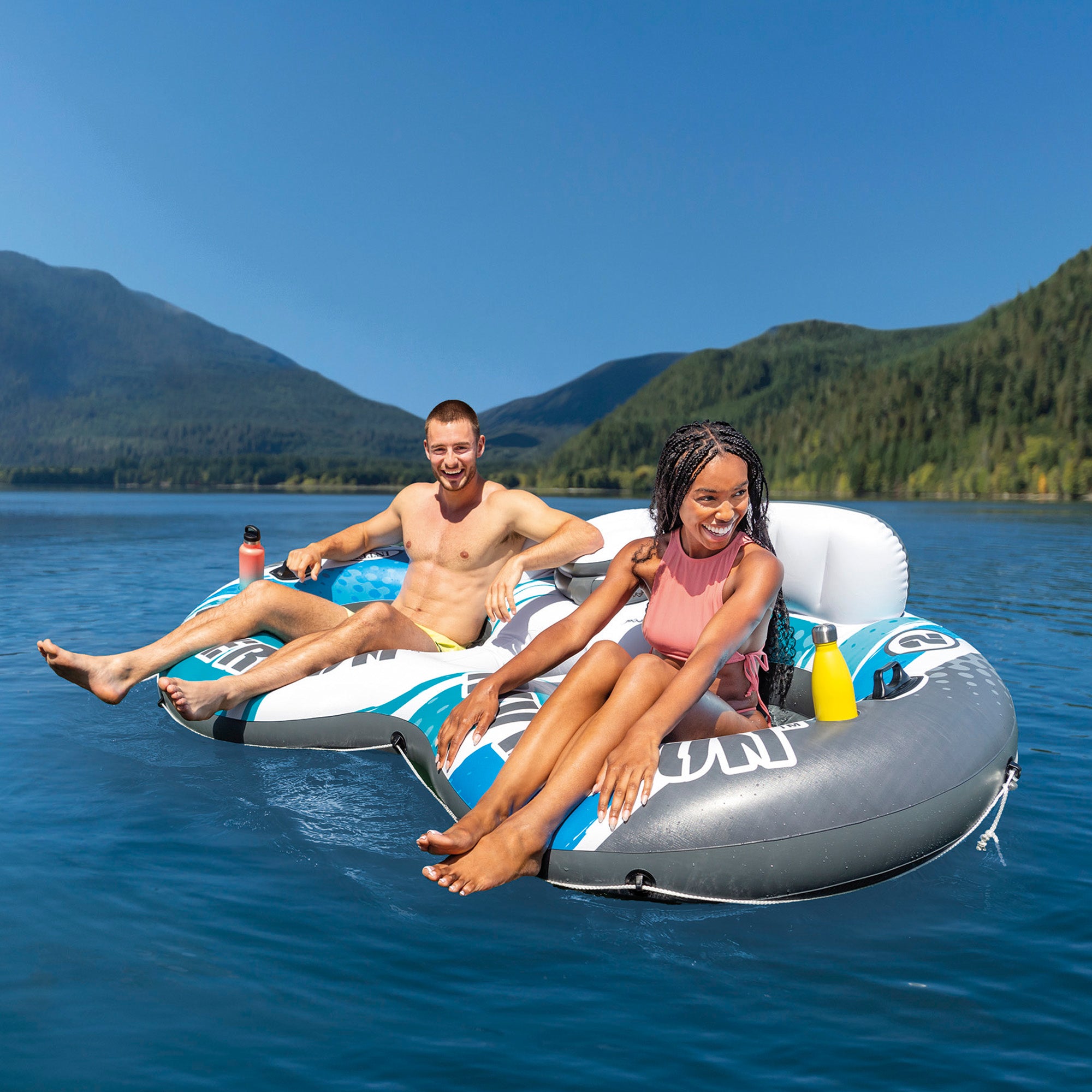 INTEX Flotador rueda hinchable 2 plazas con nevera 157x243 cm