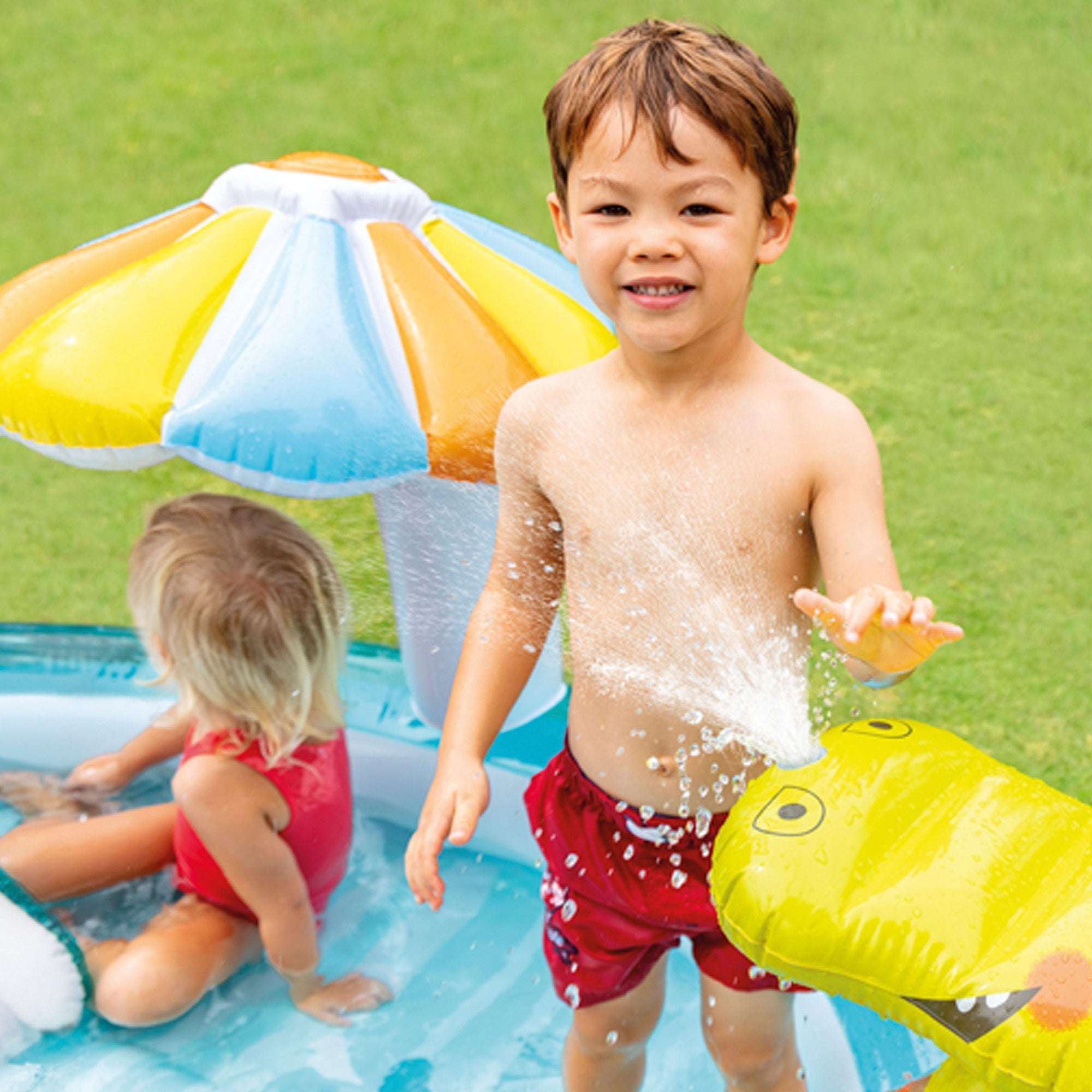 INTEX Centro de juegos hinchable agua cocodrilo con aspersor y tobogán