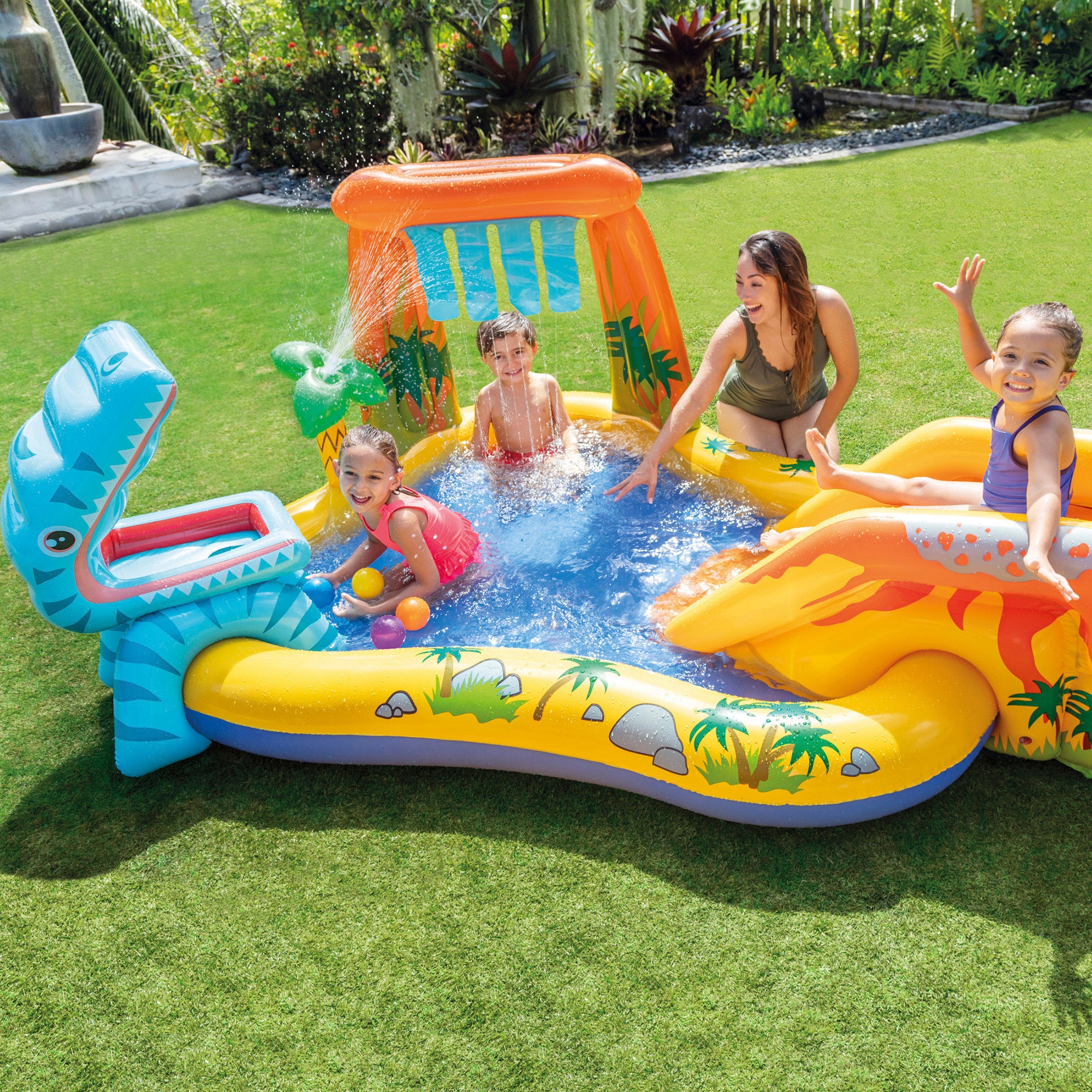 INTEX Centro juegos hinchable dinosaurio 249x191x109 cm 272l