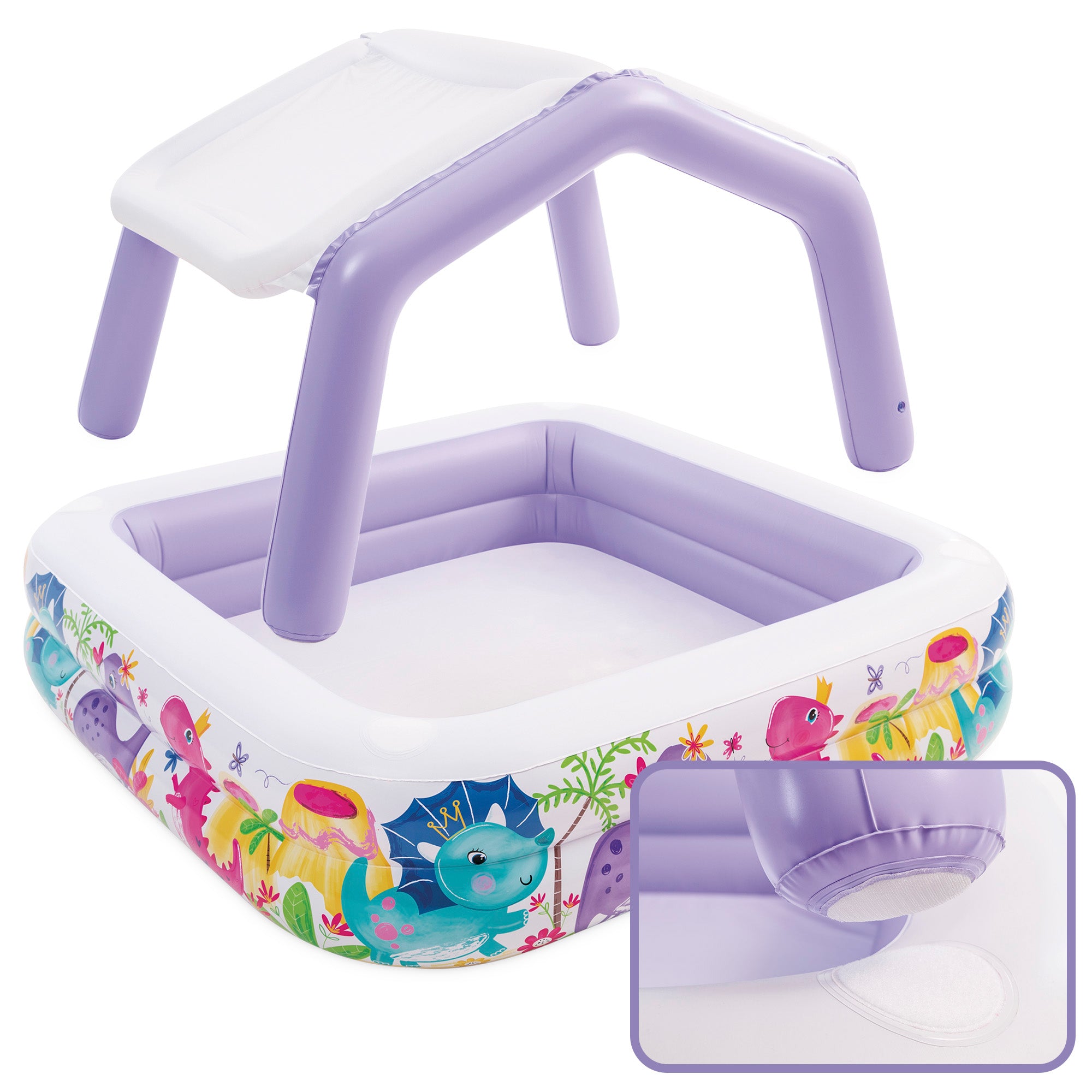 INTEX Piscina hinchable infantil con toldo extraíble 157x157x122 cm - 295 l