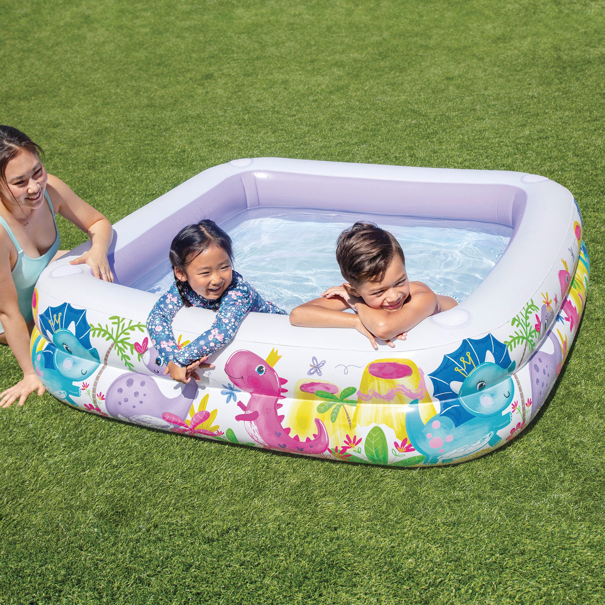 INTEX Piscina hinchable infantil con toldo extraíble 157x157x122 cm - 295 l