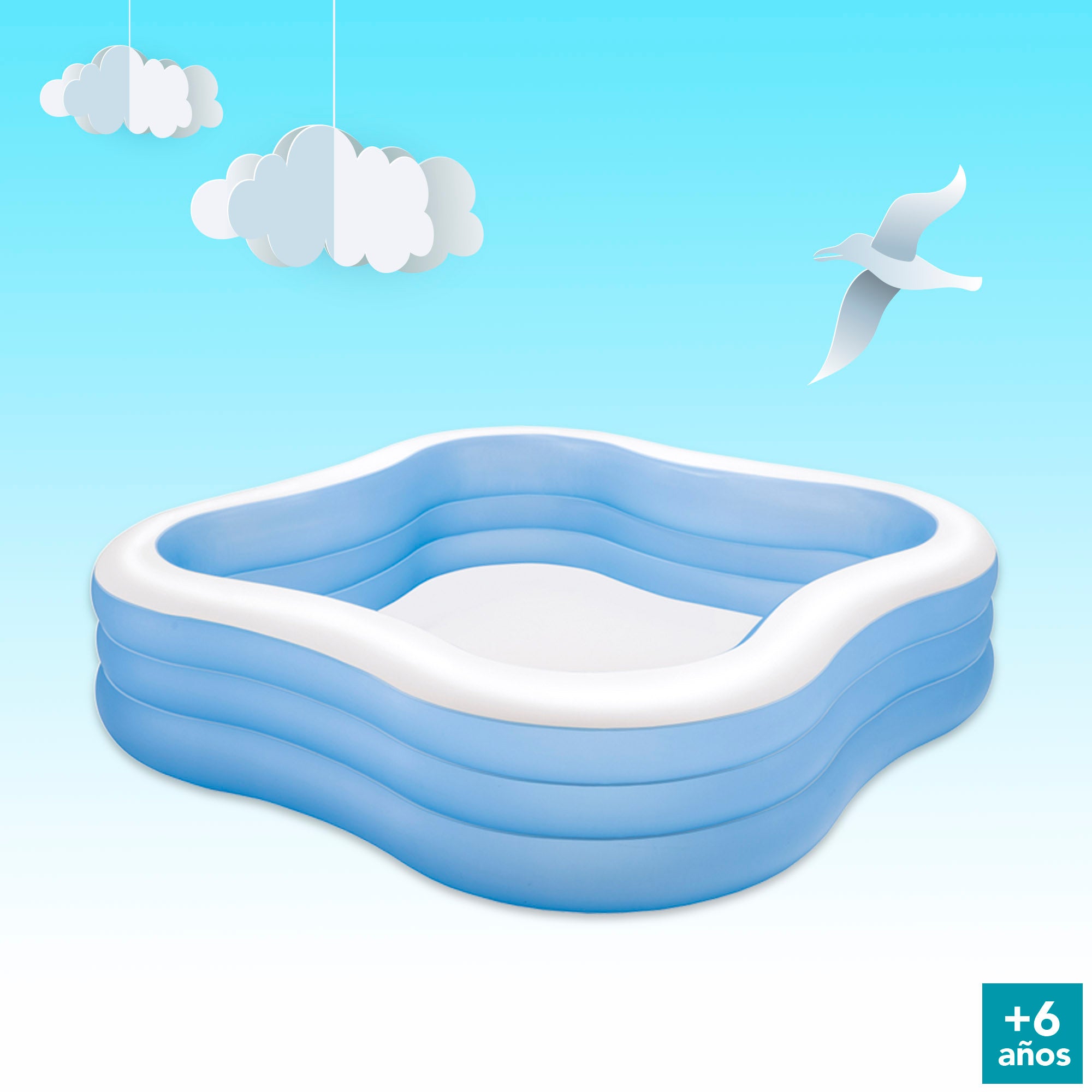 INTEX Piscina hinchable cuadrada 229x229x56 cm - 1.250 litros