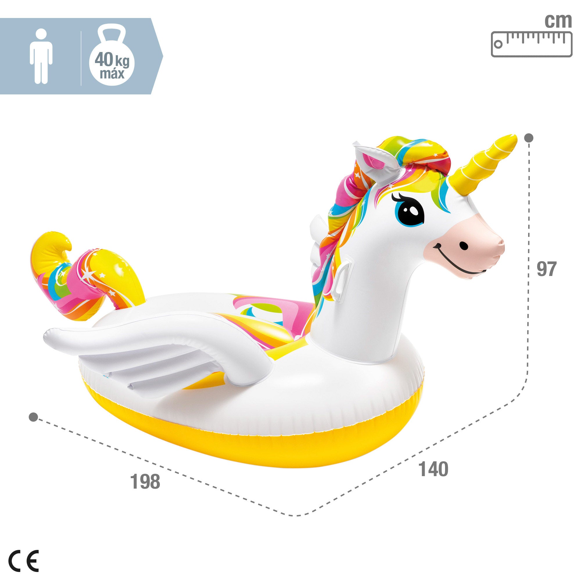INTEX Unicornio hinchable tamaño mediano