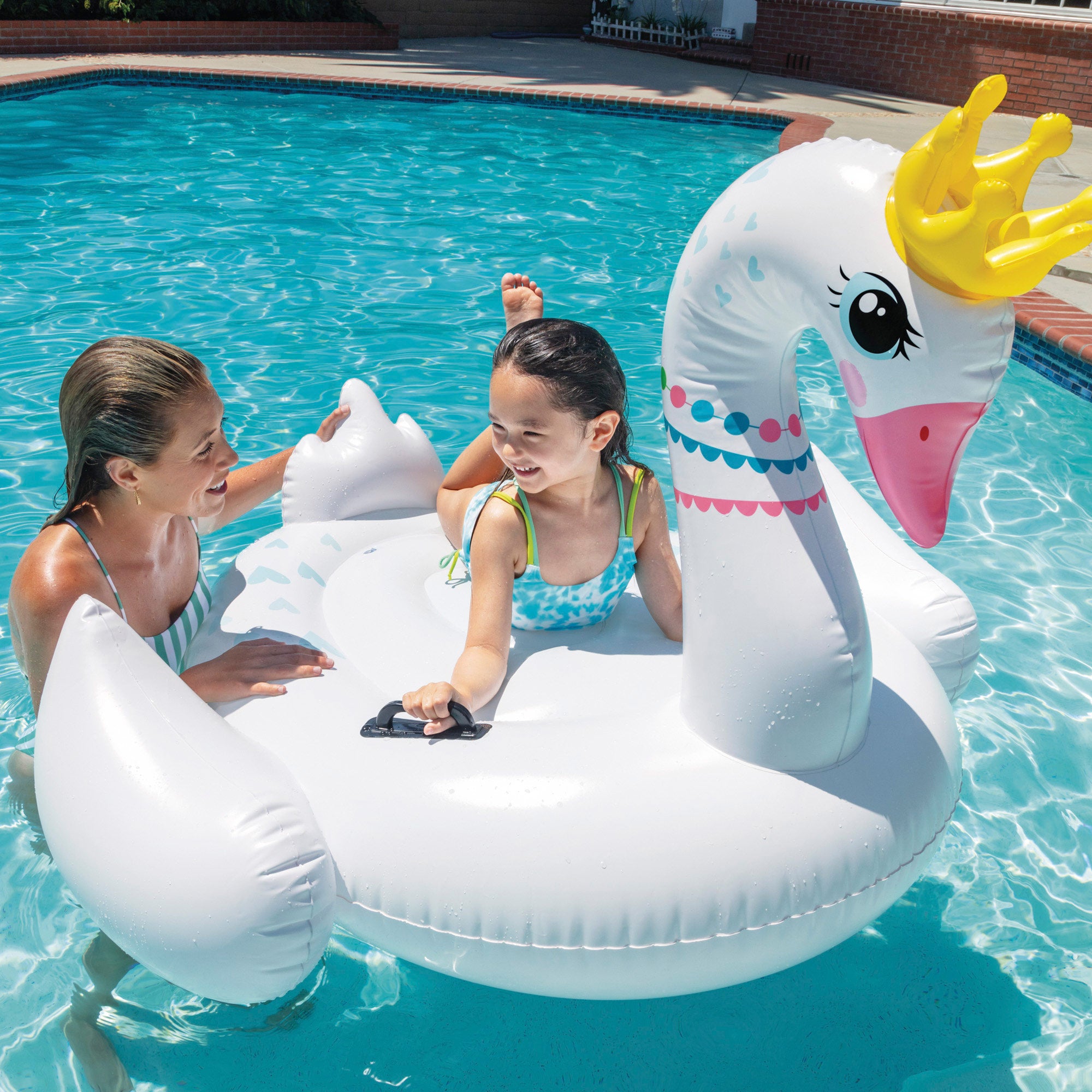 INTEX Flotador piscina cisne con asas 142x137x99 cm