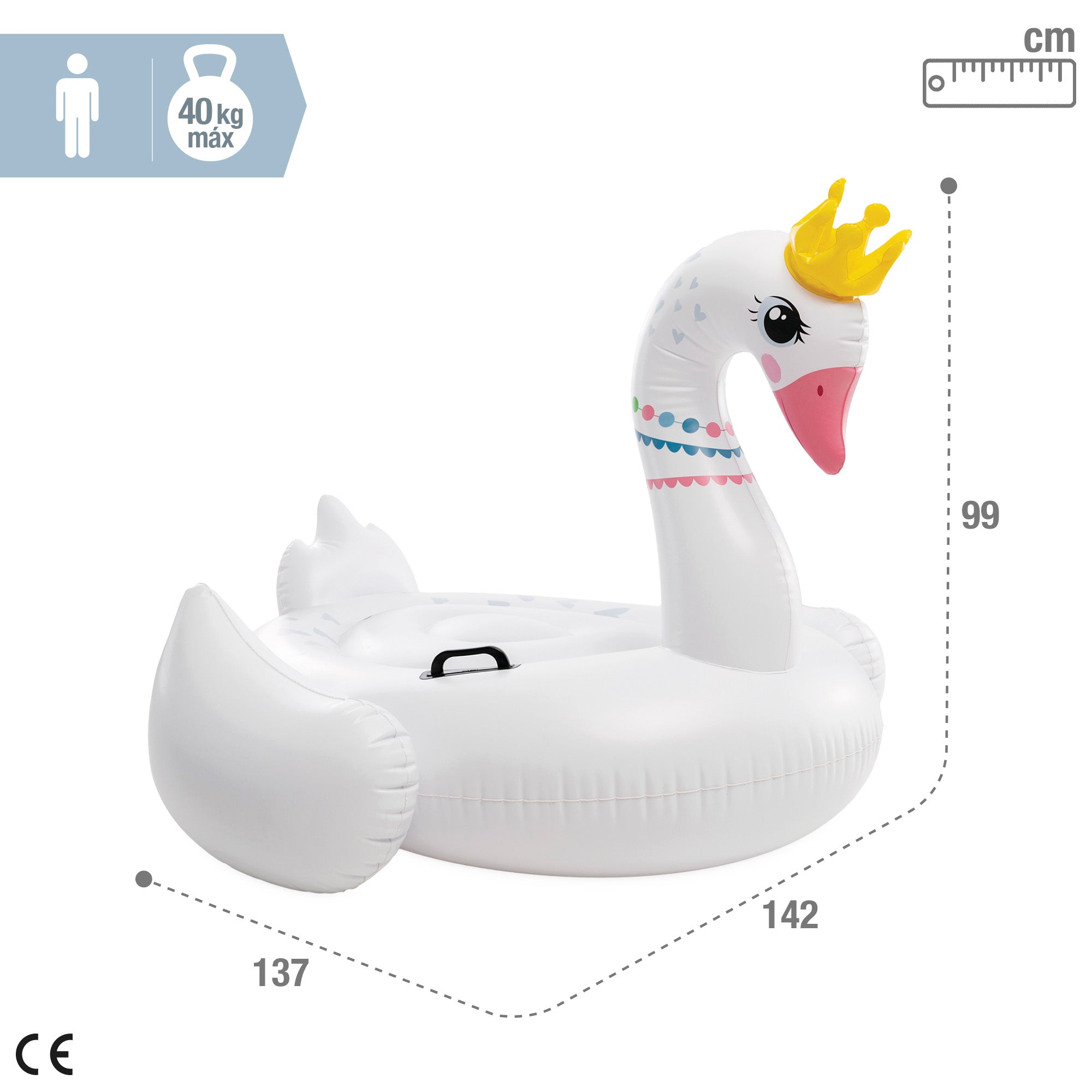 INTEX Flotador piscina cisne con asas 142x137x99 cm