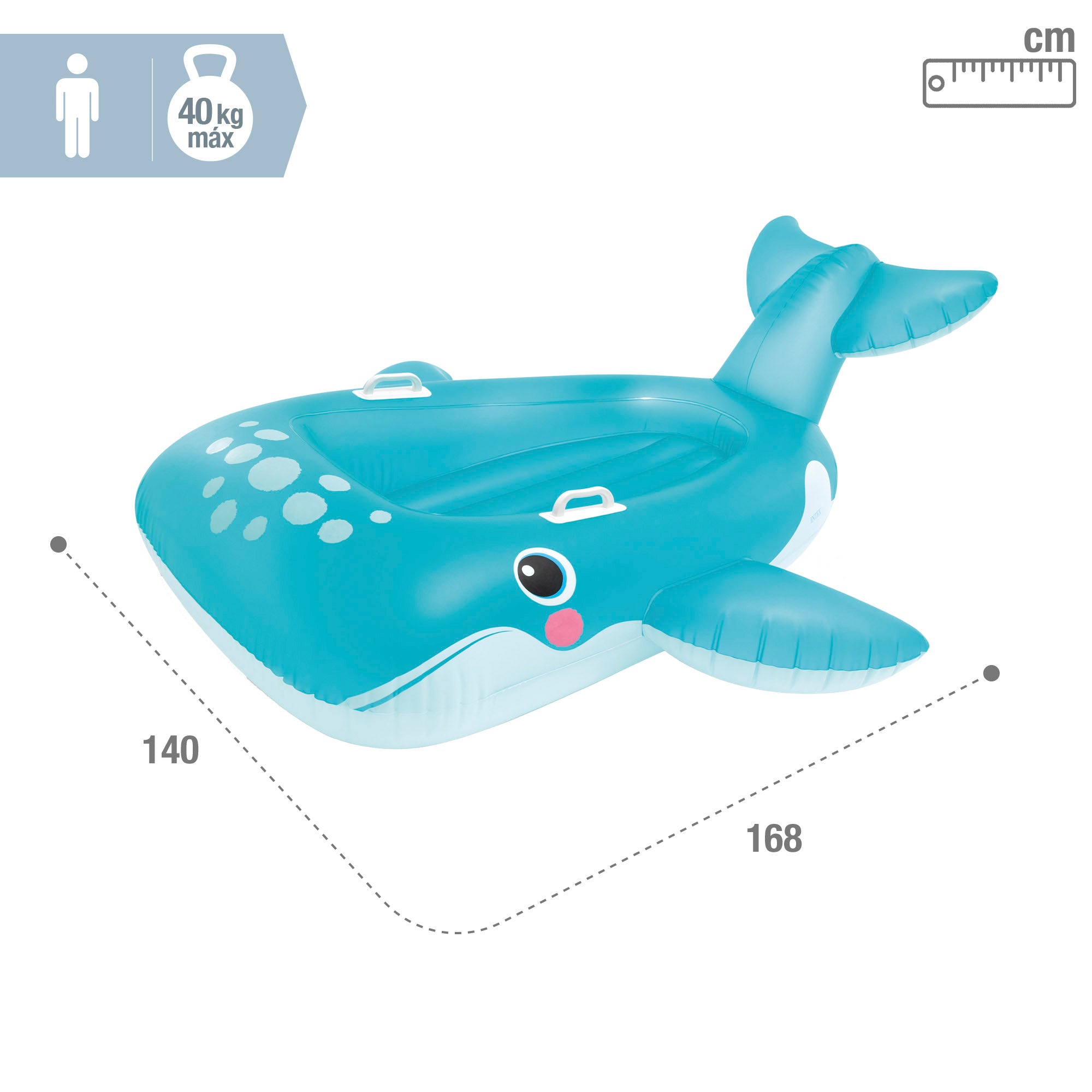 INTEX Barca hinchable infantil ballena con suelo acolchado 140x168 cm