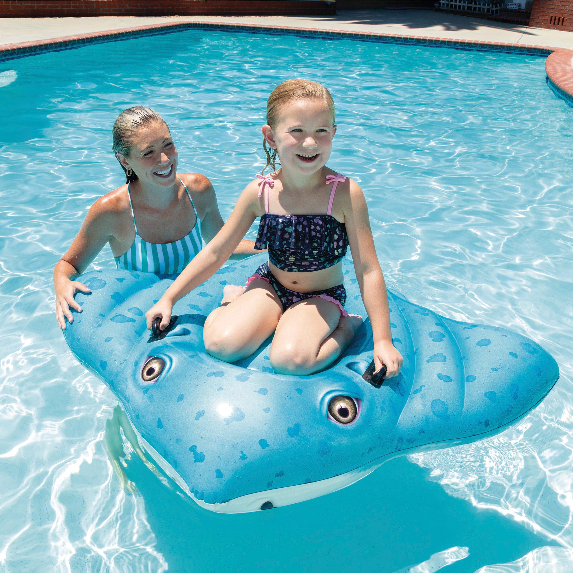INTEX Flotador piscina raya con asas 145x185 cm