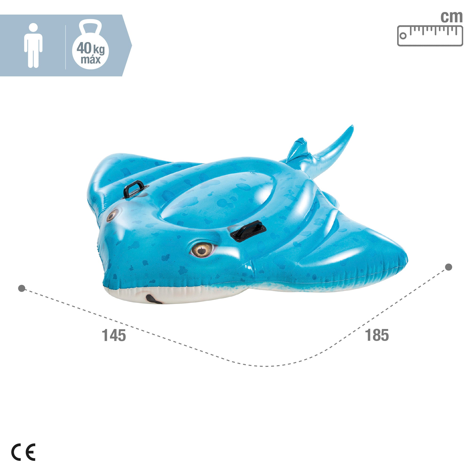 INTEX Flotador piscina raya con asas 145x185 cm
