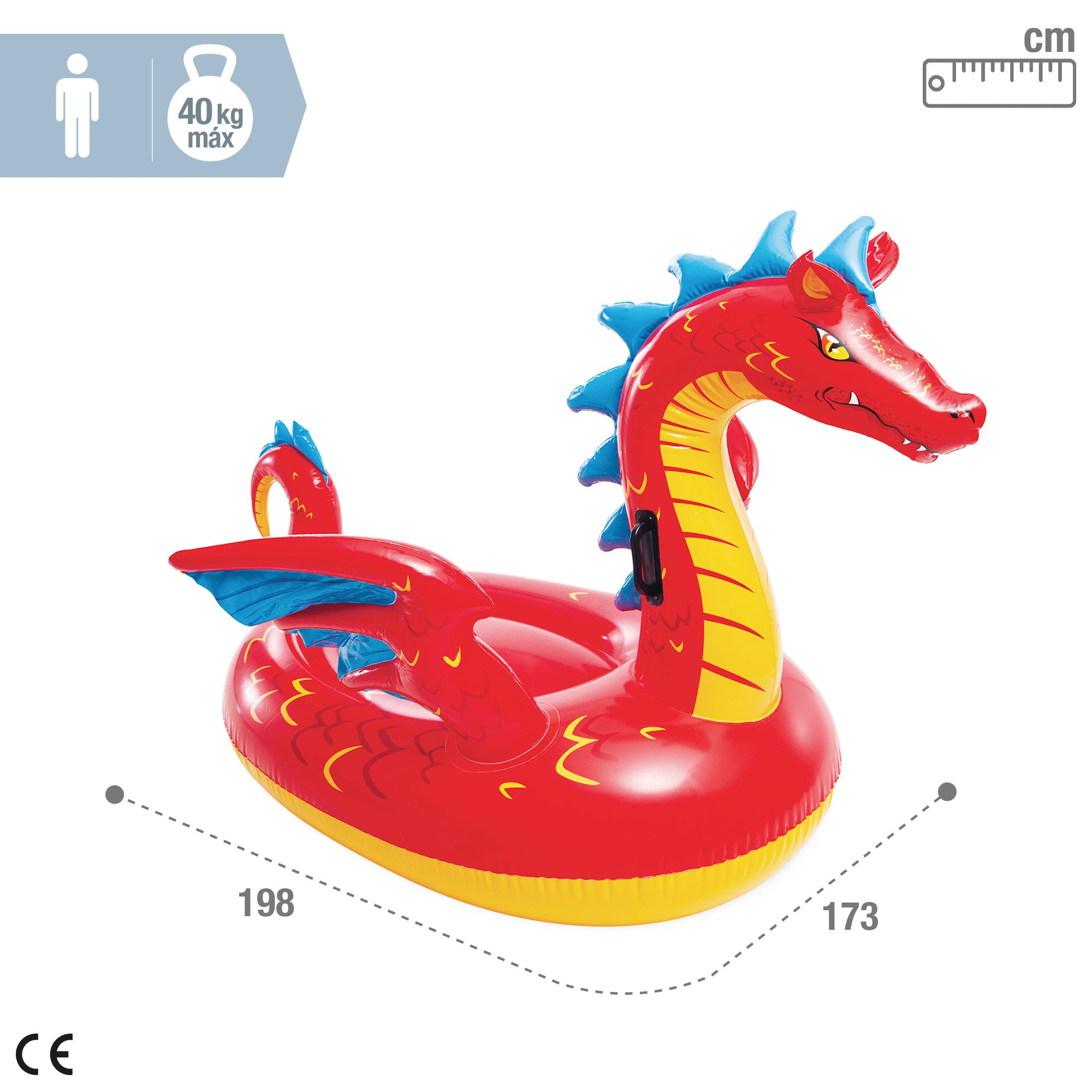 INTEX Flotador piscina dragón con asas 198x173 cm