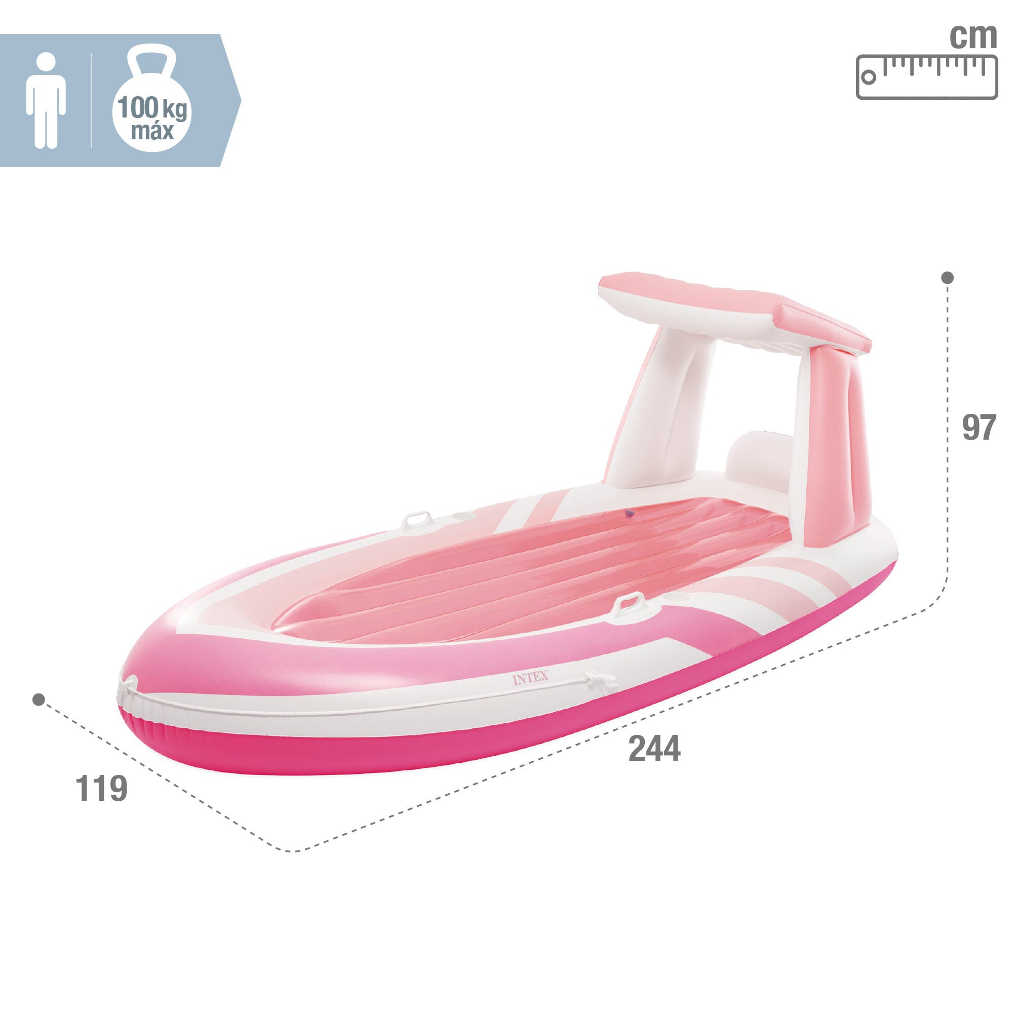 INTEX Colchoneta hinchable Pink Paradise con techo y portabebidas