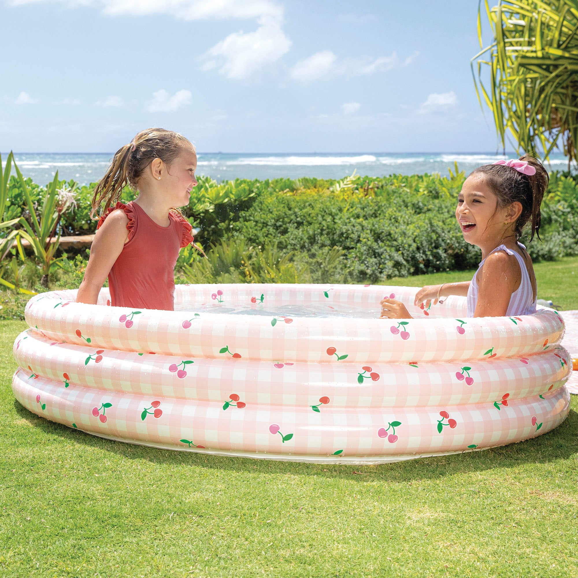 INTEX Piscina hinchable redonda cuadros vichy y cerezas
