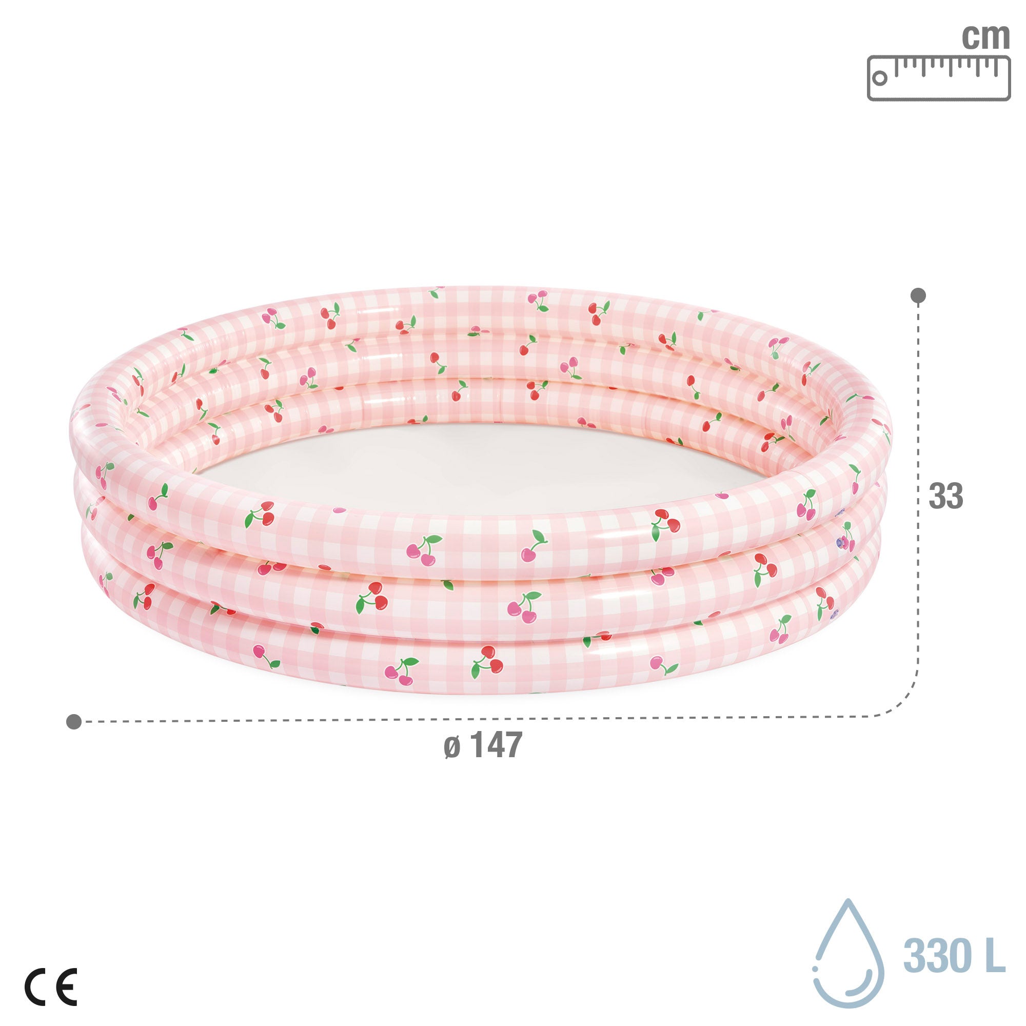 INTEX Piscina hinchable redonda cuadros vichy y cerezas