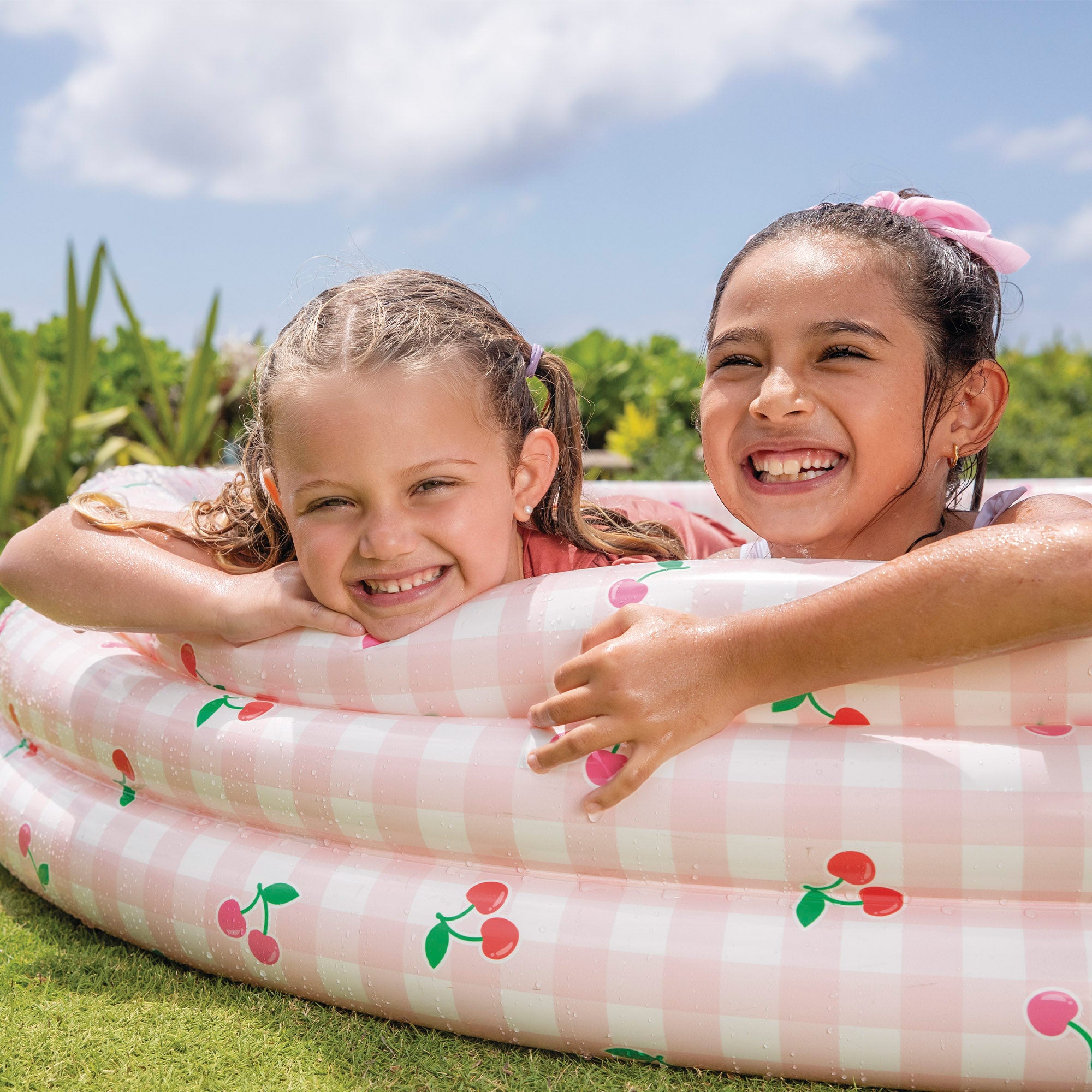 INTEX Piscina hinchable redonda cuadros vichy y cerezas