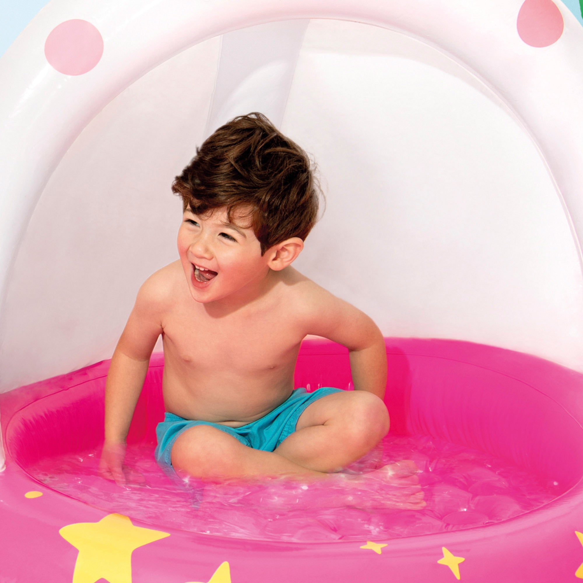 INTEX Piscina hinchable gato unicornio con parasol y suelo acolchado