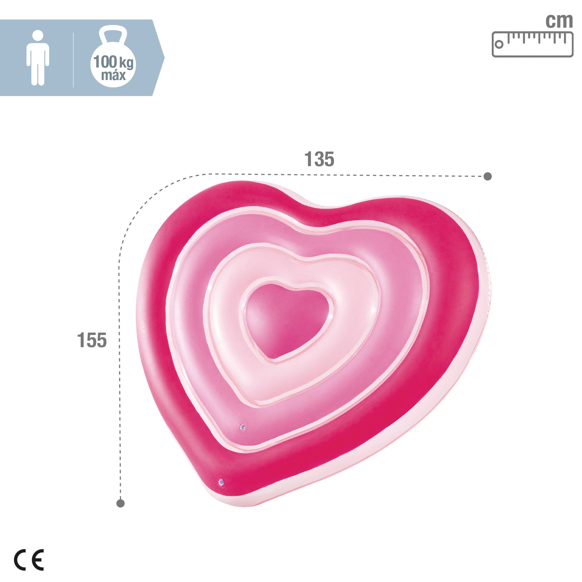 Colchão insuflável em forma de coração INTEX, 135x25x155 cm