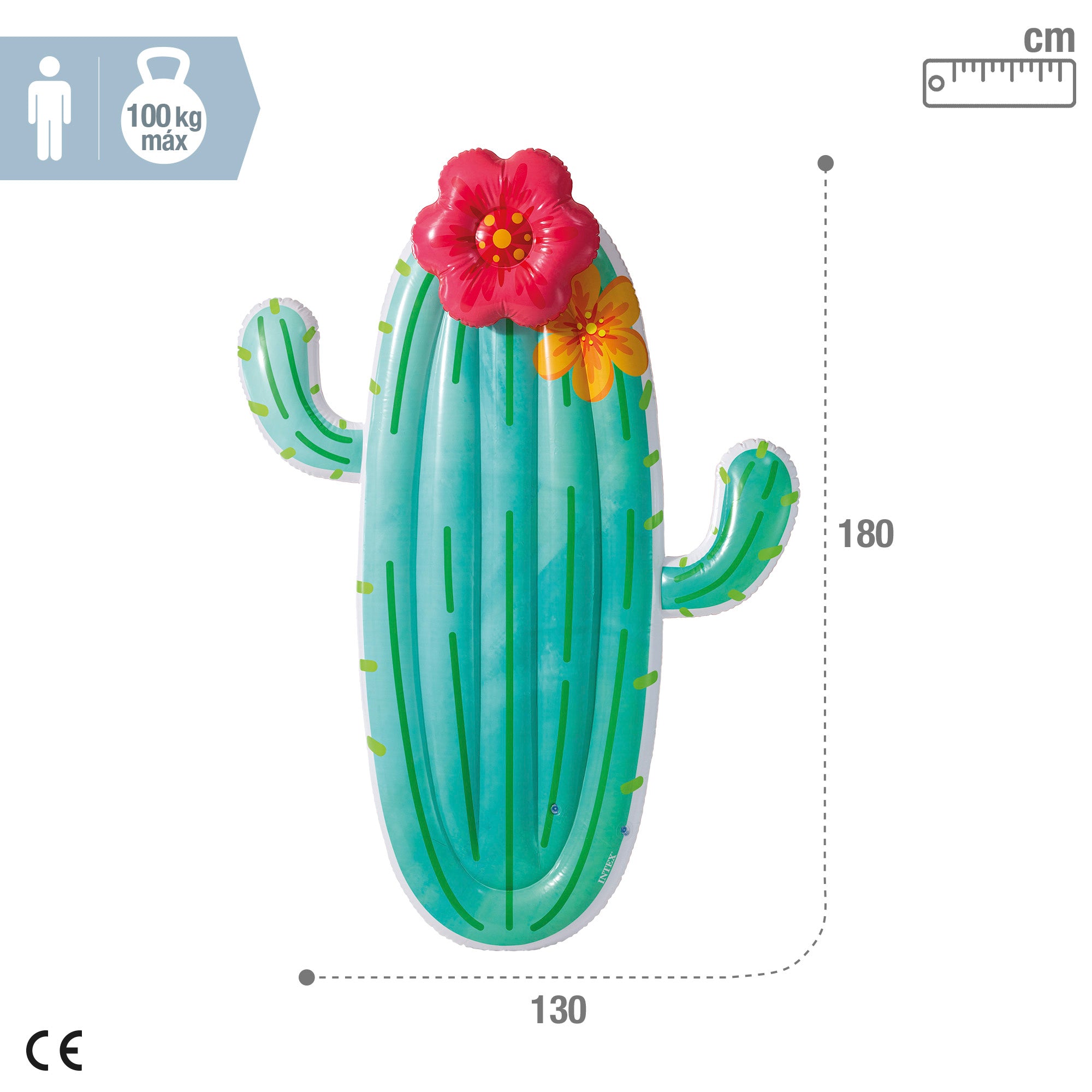 INTEX Colchoneta hinchable cactus 130x28x180 cm