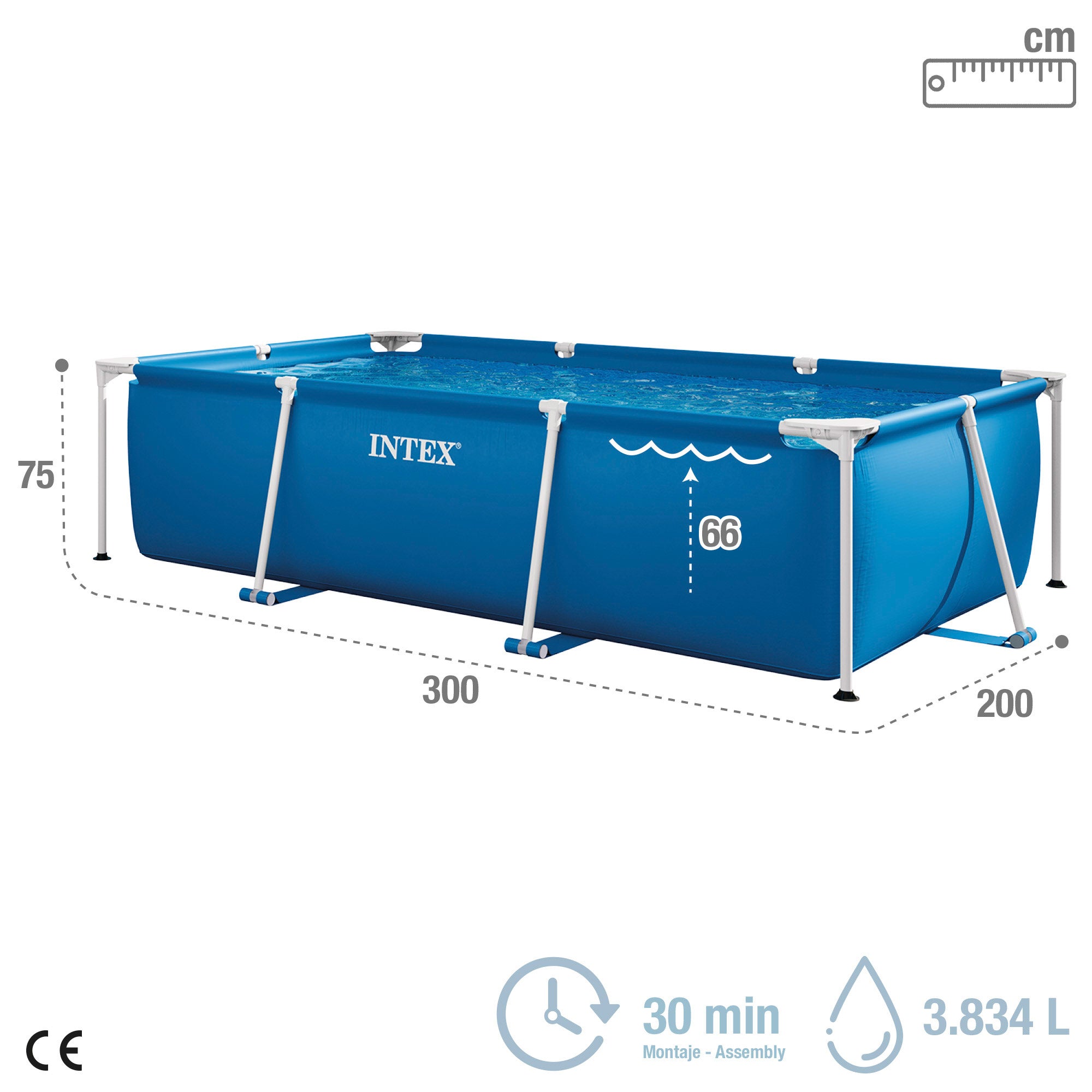 INTEX Piscina desmontable Small Frame 300x200x75 cm - 3.834 l
