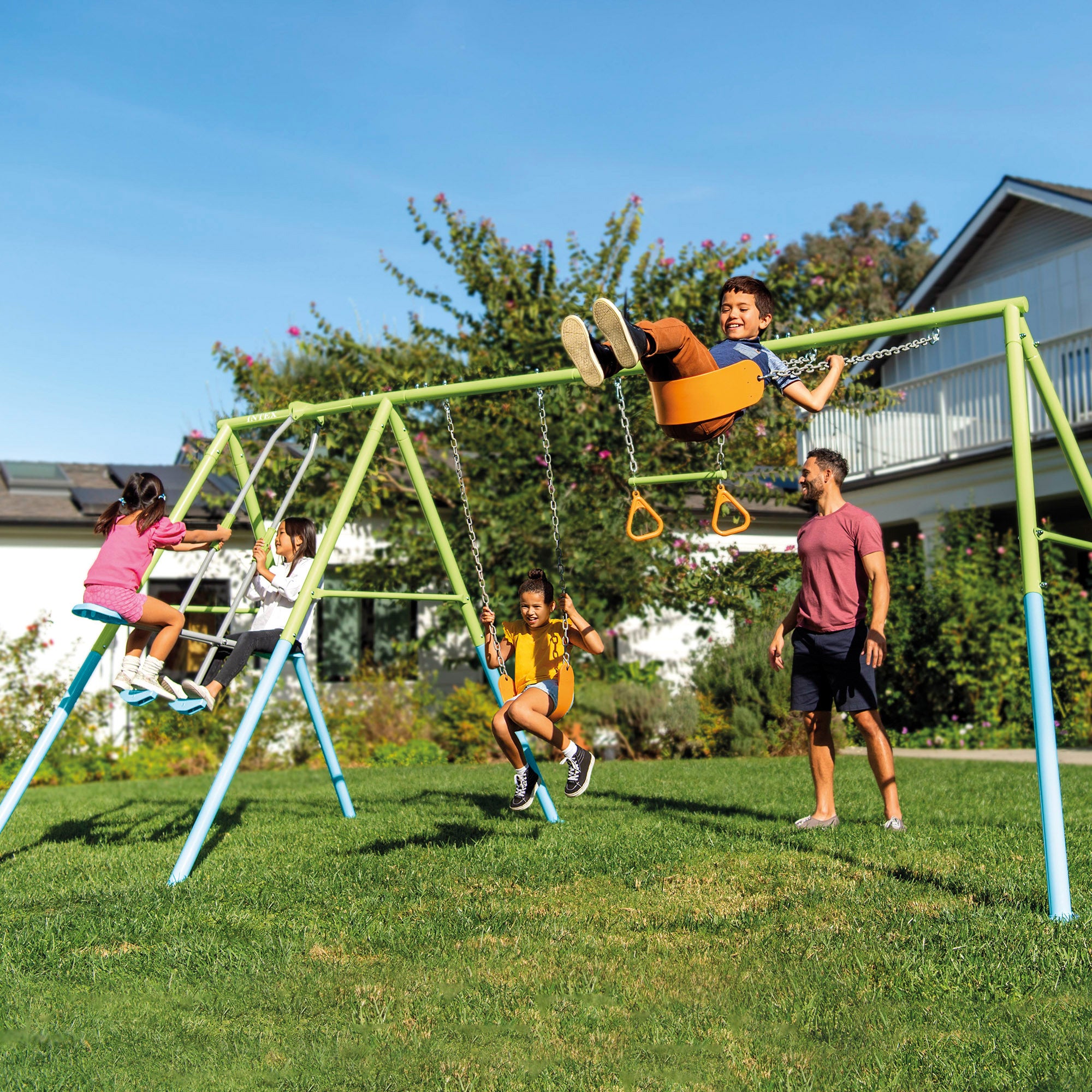 INTEX Columpio jardín doble con balancín y trapecio gimnasia