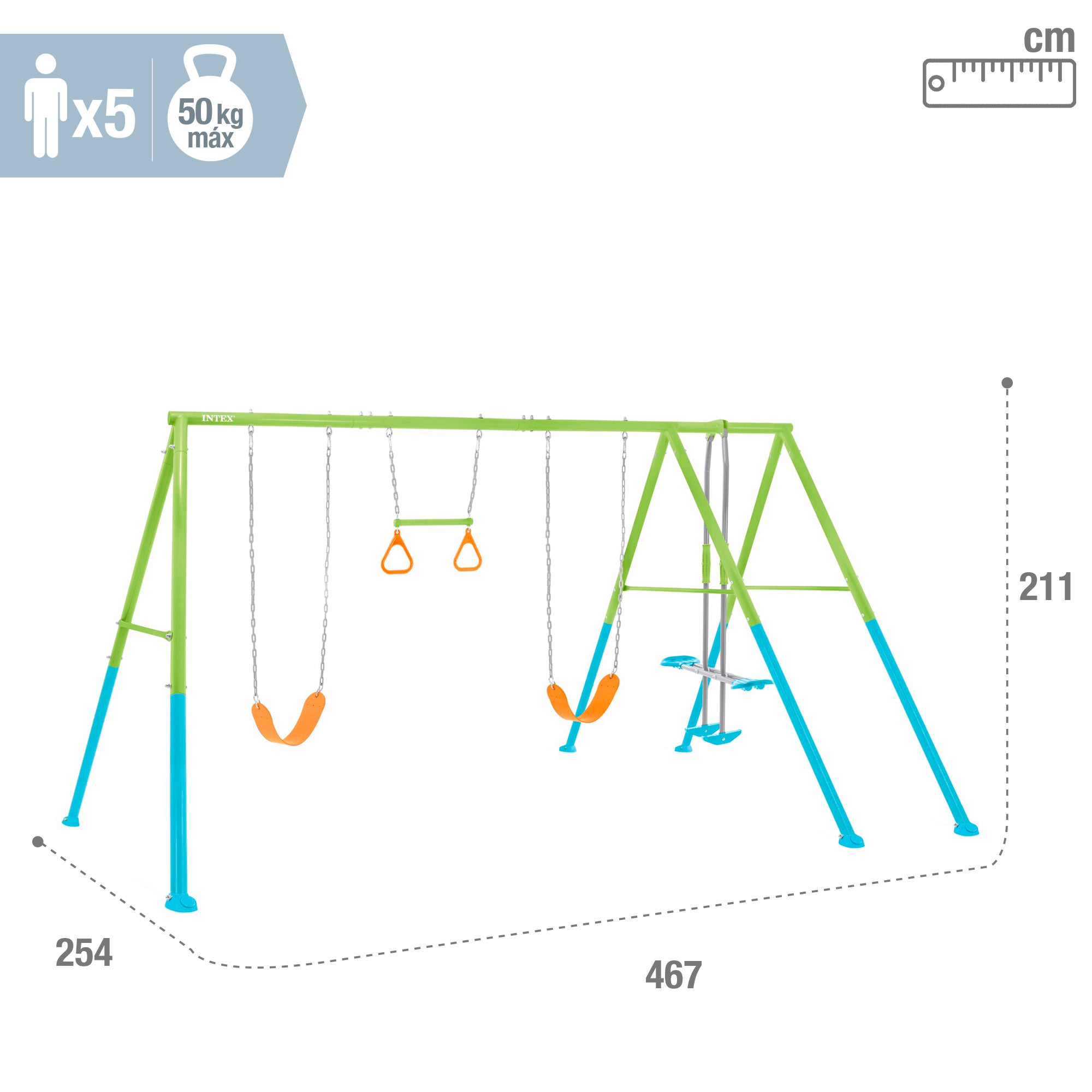 INTEX Columpio jardín doble con balancín y trapecio gimnasia