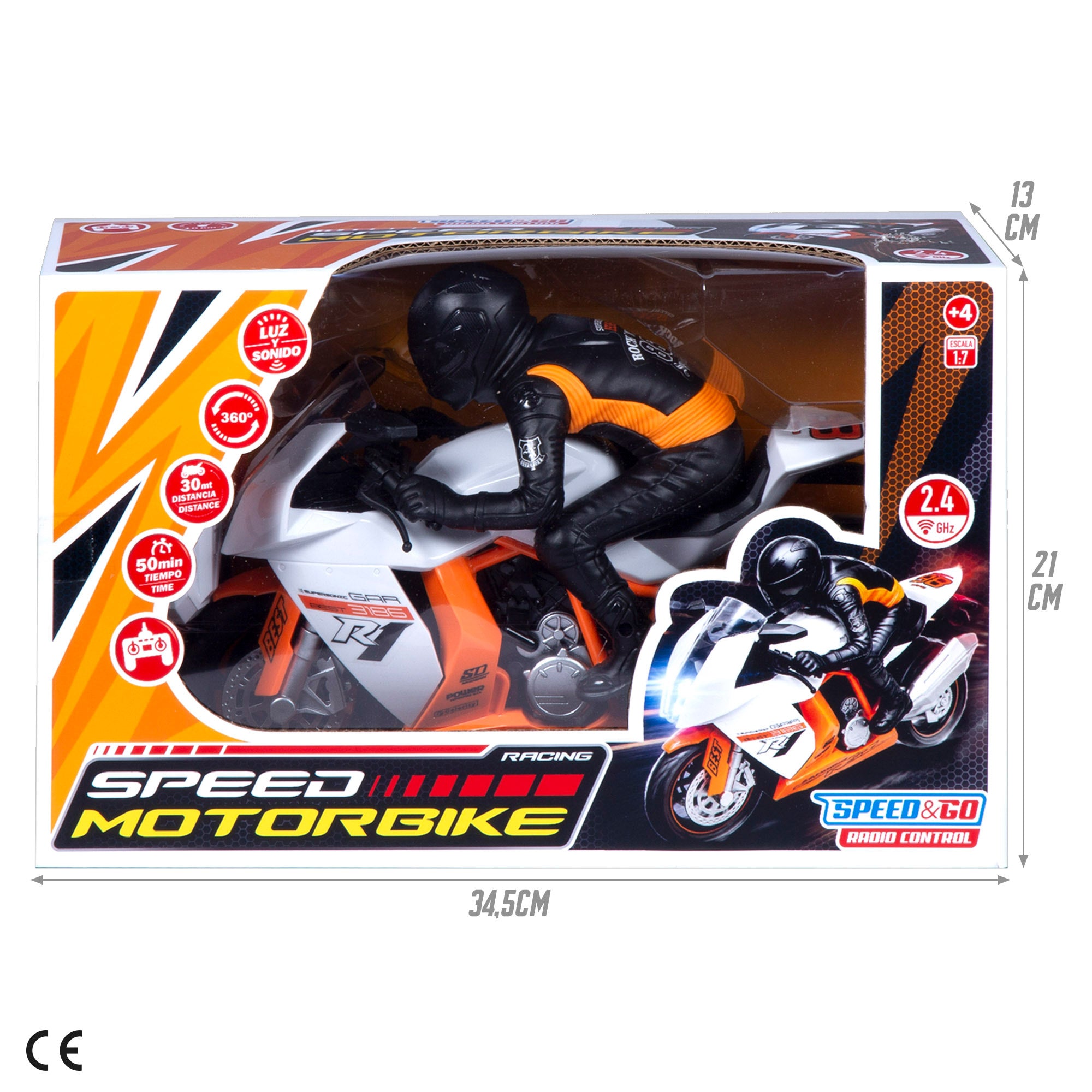 Moto radiocontrol naranja + 4 años Speed&Go