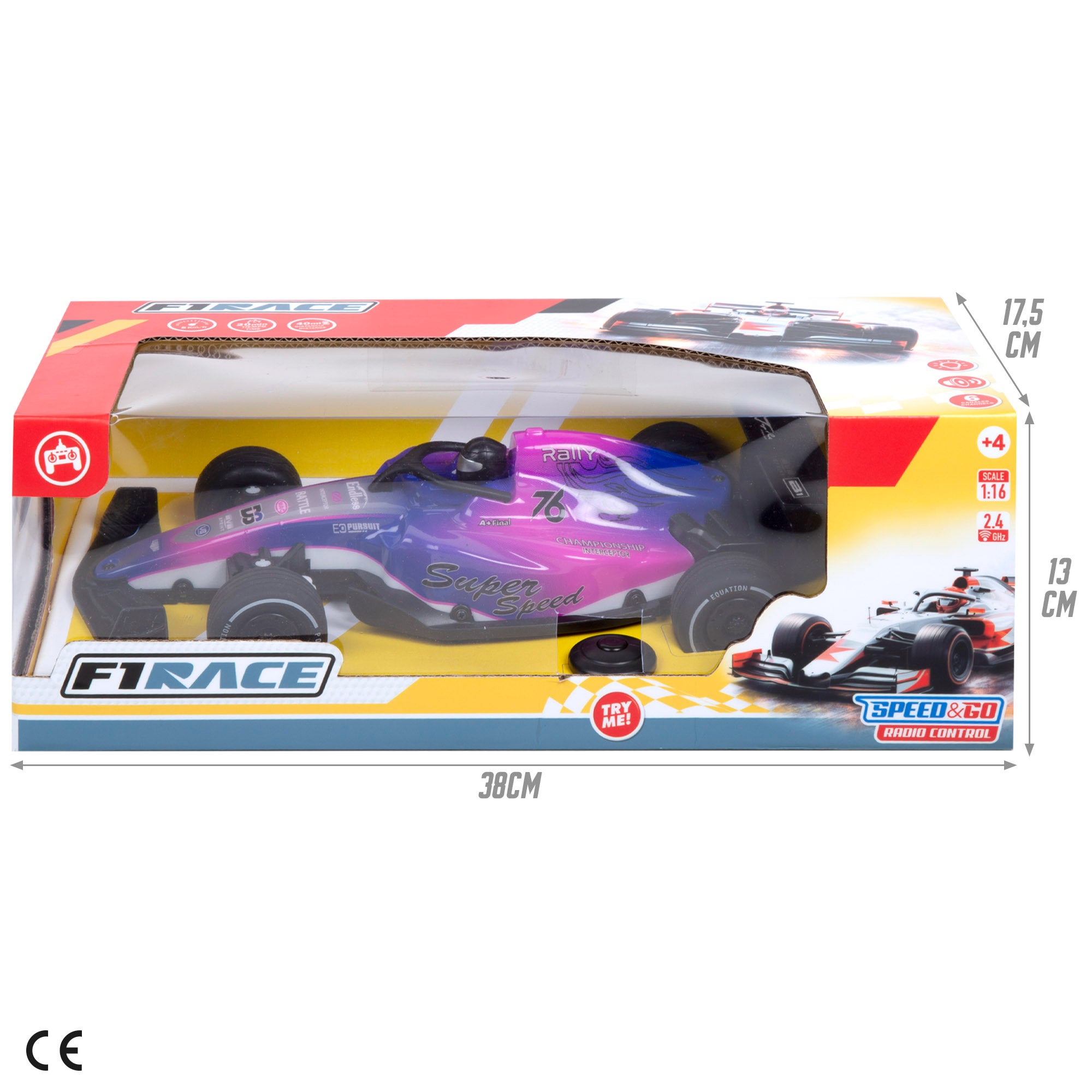 Coche de carreras radiocontrol con luz 1:16 Speed&Go