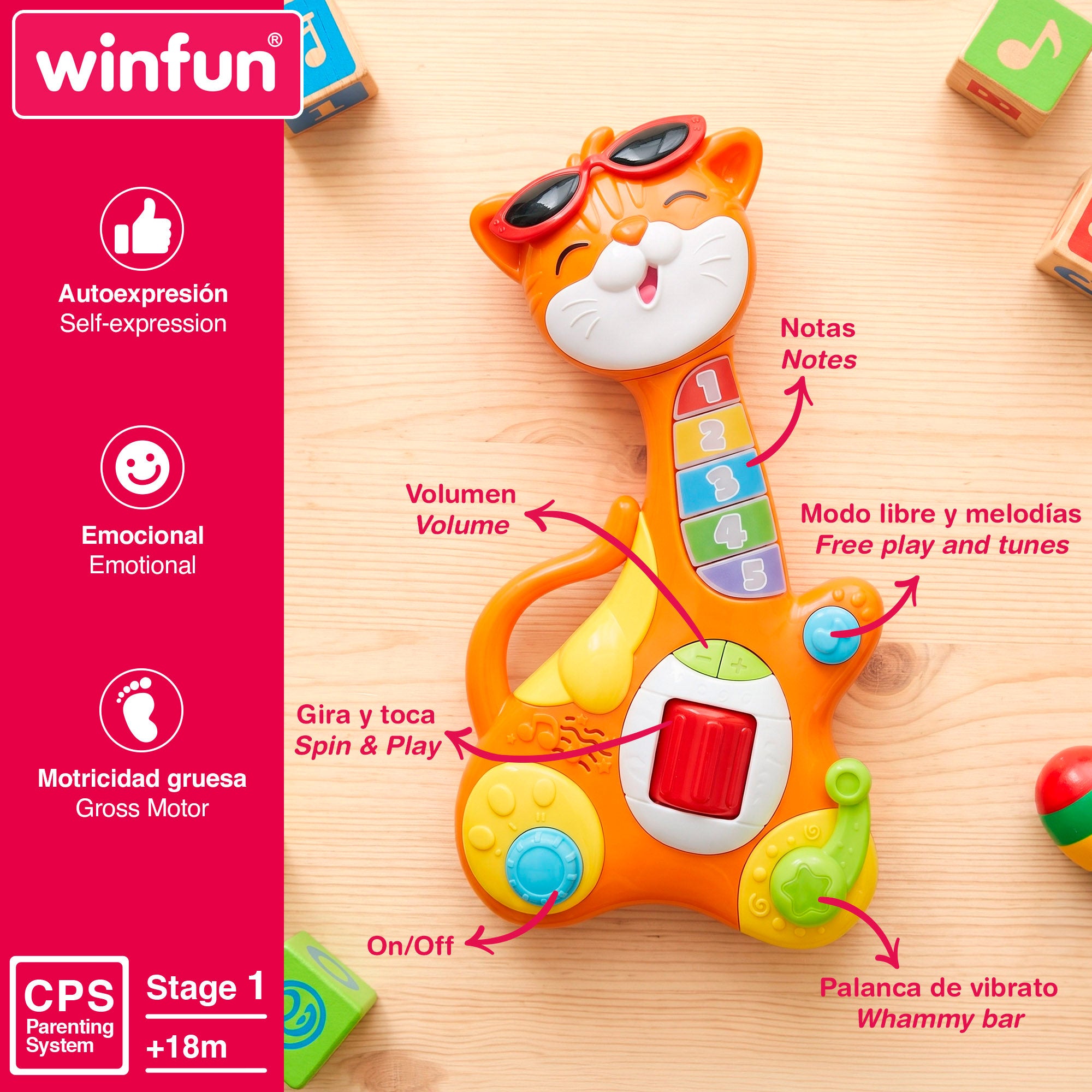 Winfun Guitarra infantil gatito + 18 meses