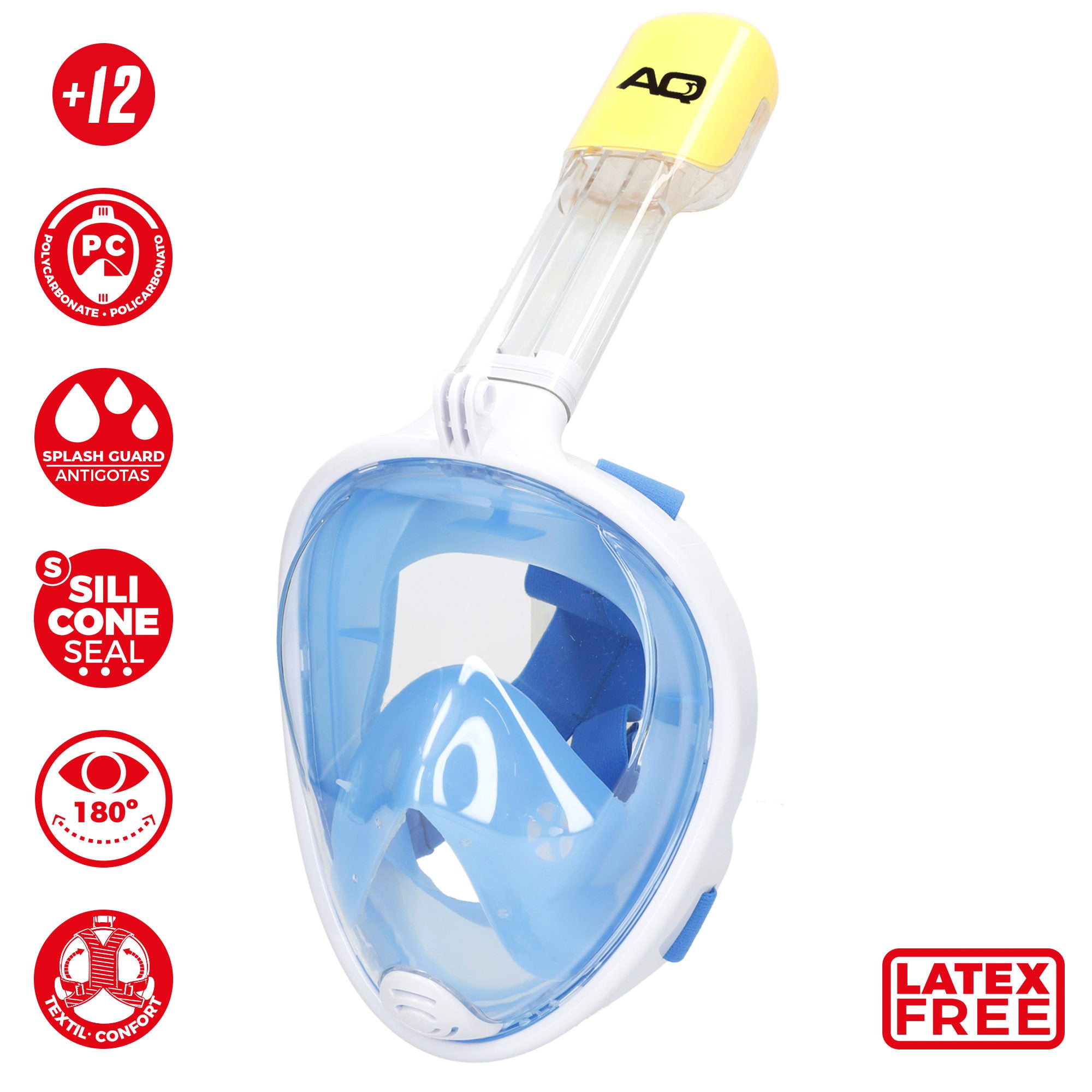 Aqua Sport Máscara de snorkel con soporte para cámara