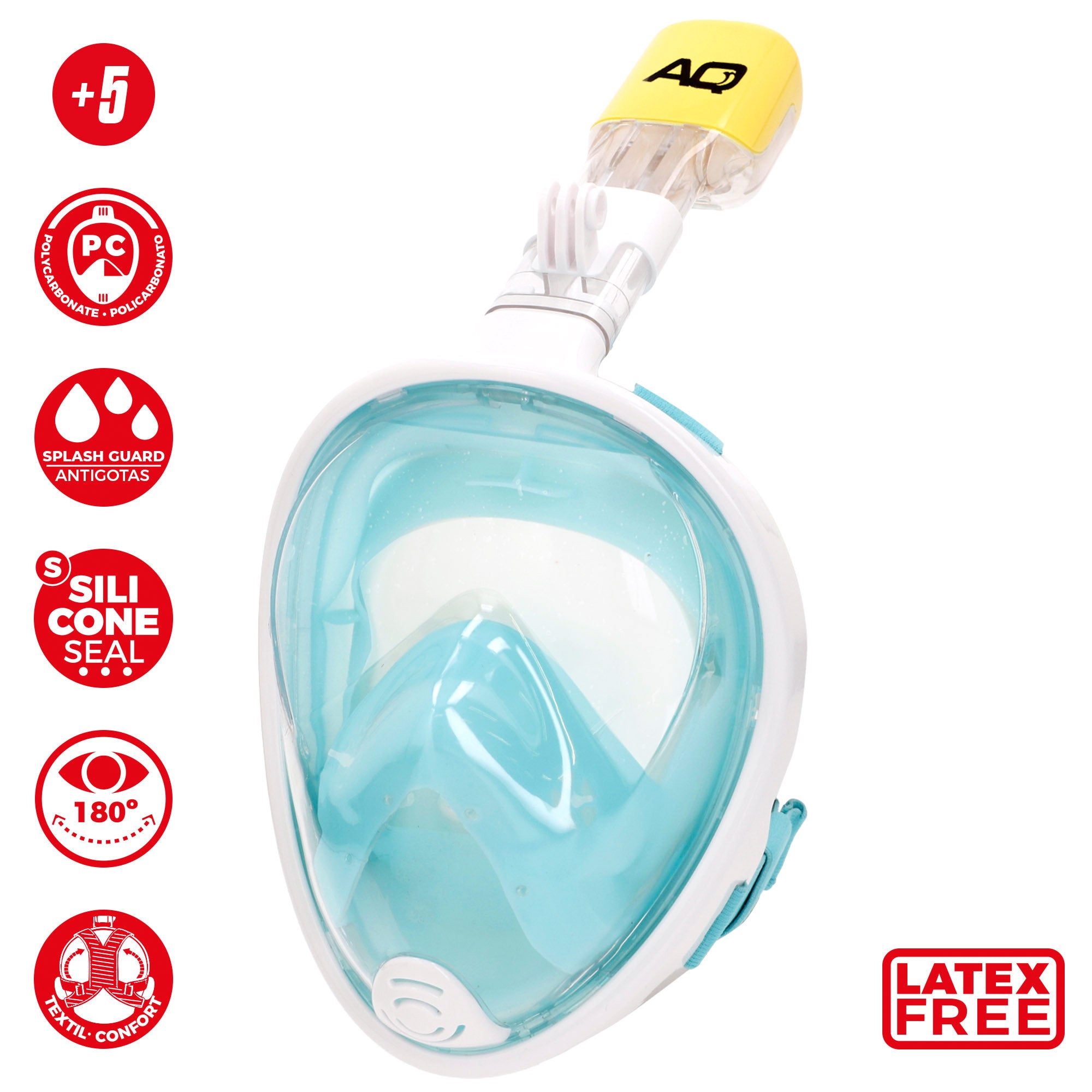 Aqua Sport Máscara de snorkel infantil con soporte para cámara