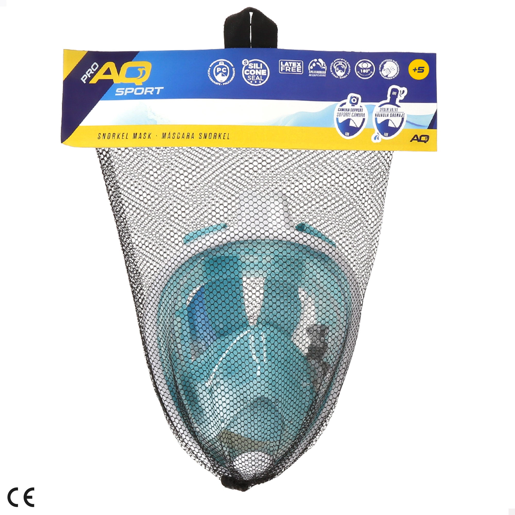 Aqua Sport Máscara de snorkel infantil con soporte para cámara