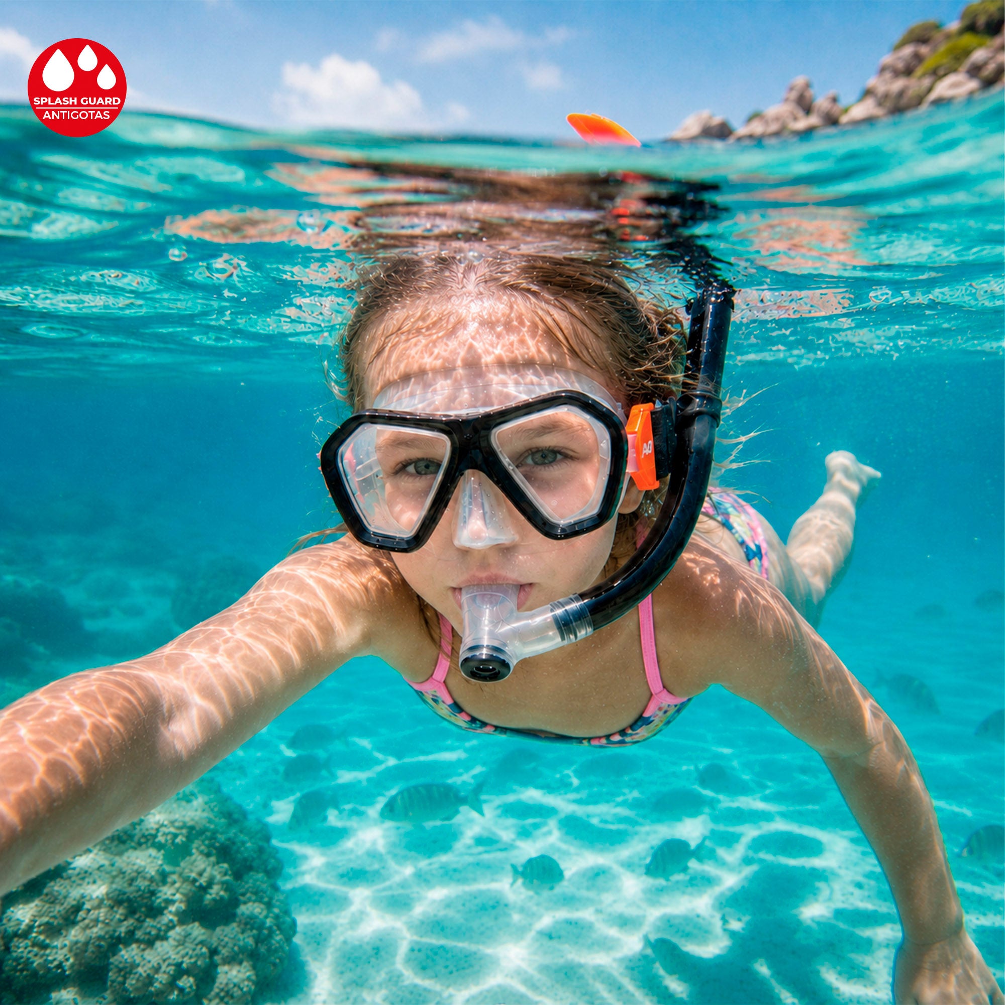Set snorkel infantil máscara y tubo silicona +7 años Aqua Sport