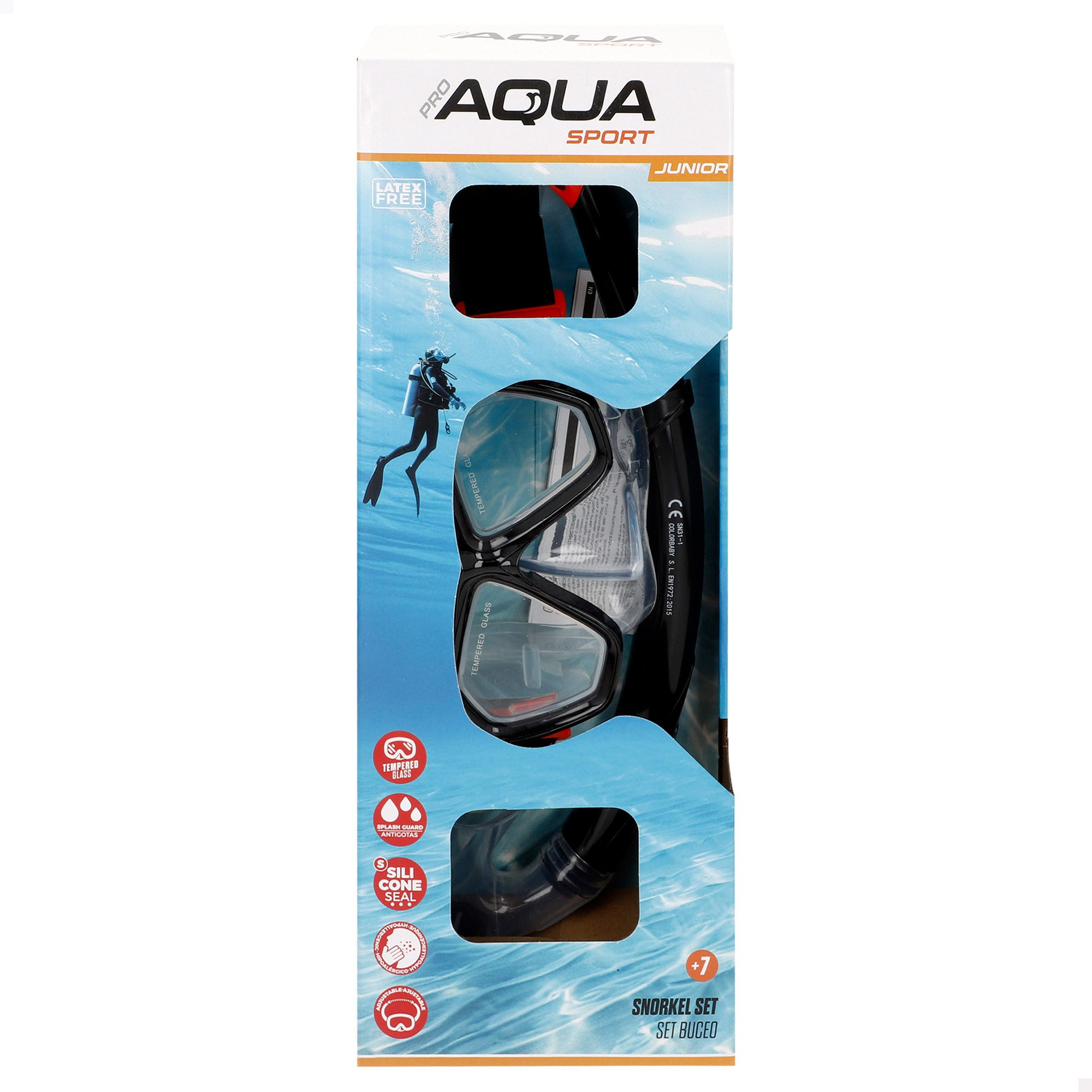 Set snorkel infantil máscara y tubo silicona +7 años Aqua Sport