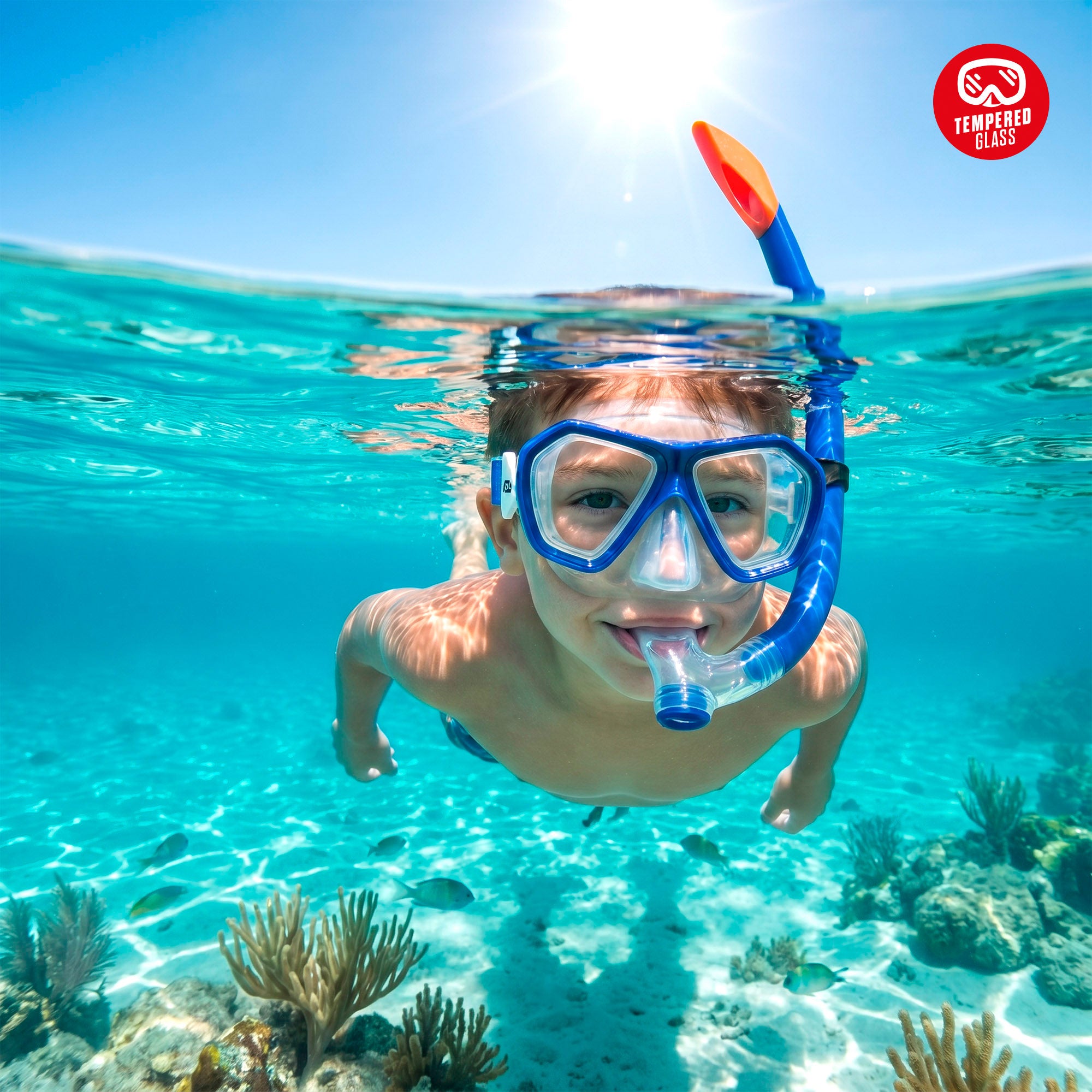 Set snorkel infantil máscara y tubo silicona +7 años Aqua Sport