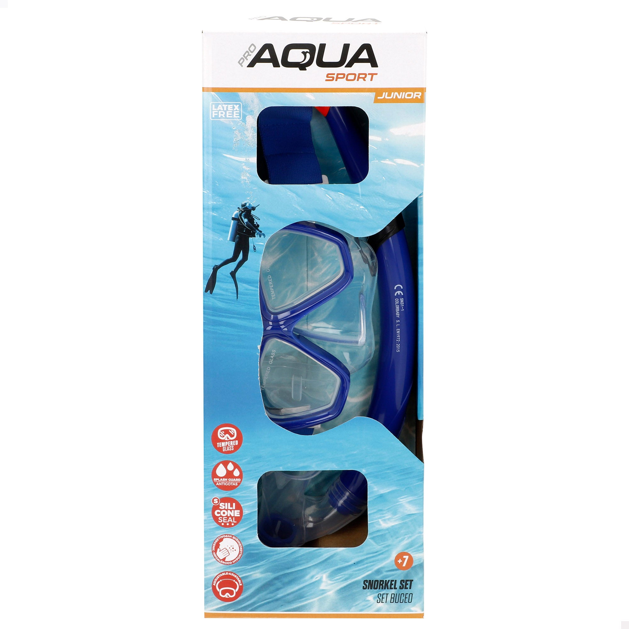 Set snorkel infantil máscara y tubo silicona +7 años Aqua Sport