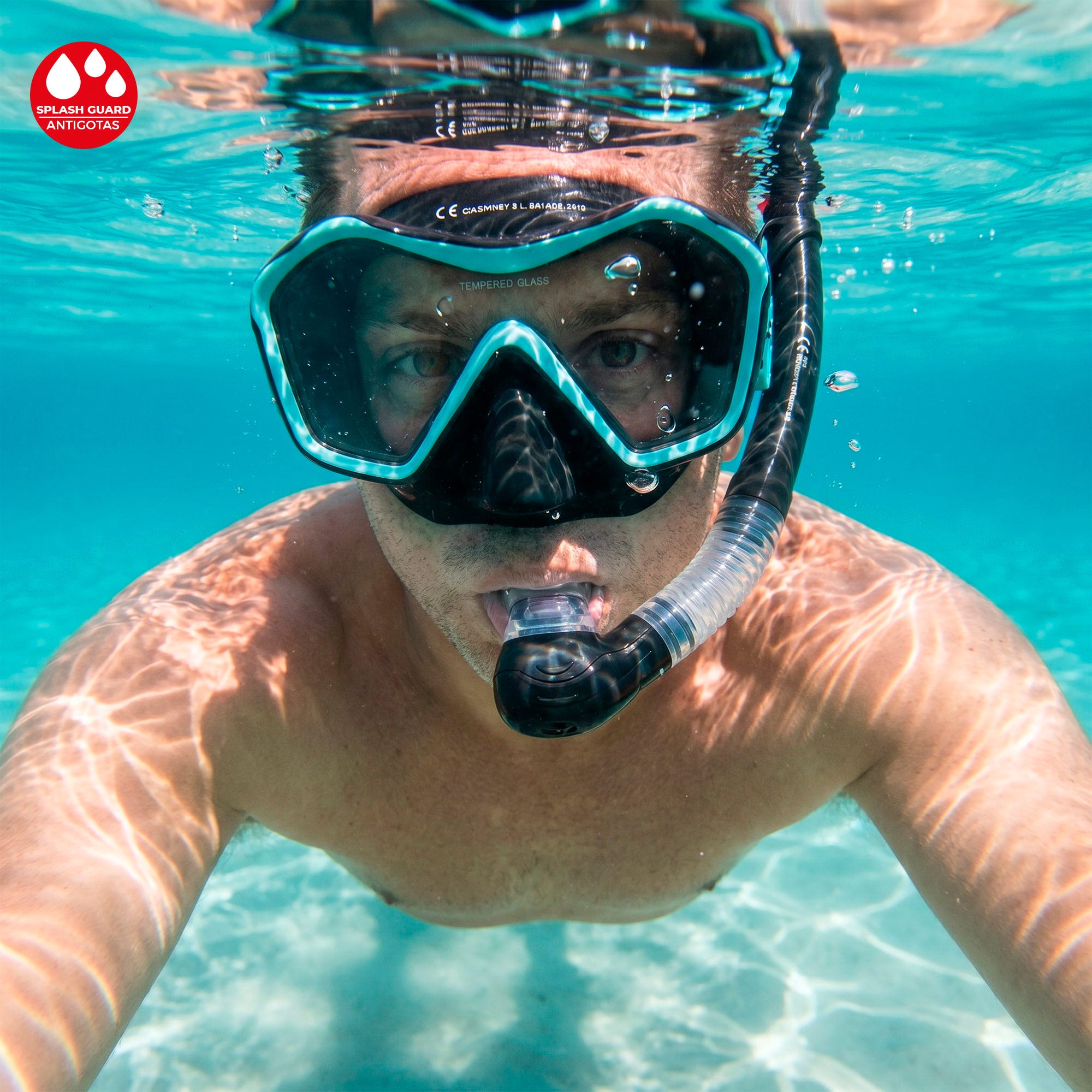 Set snorkel adulto máscara y tubo silicona +12 años Aqua Sport