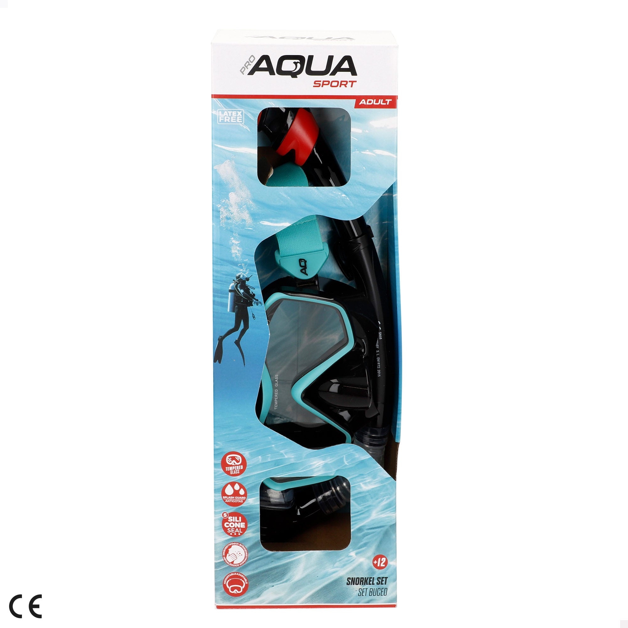 Set snorkel adulto máscara y tubo silicona +12 años Aqua Sport