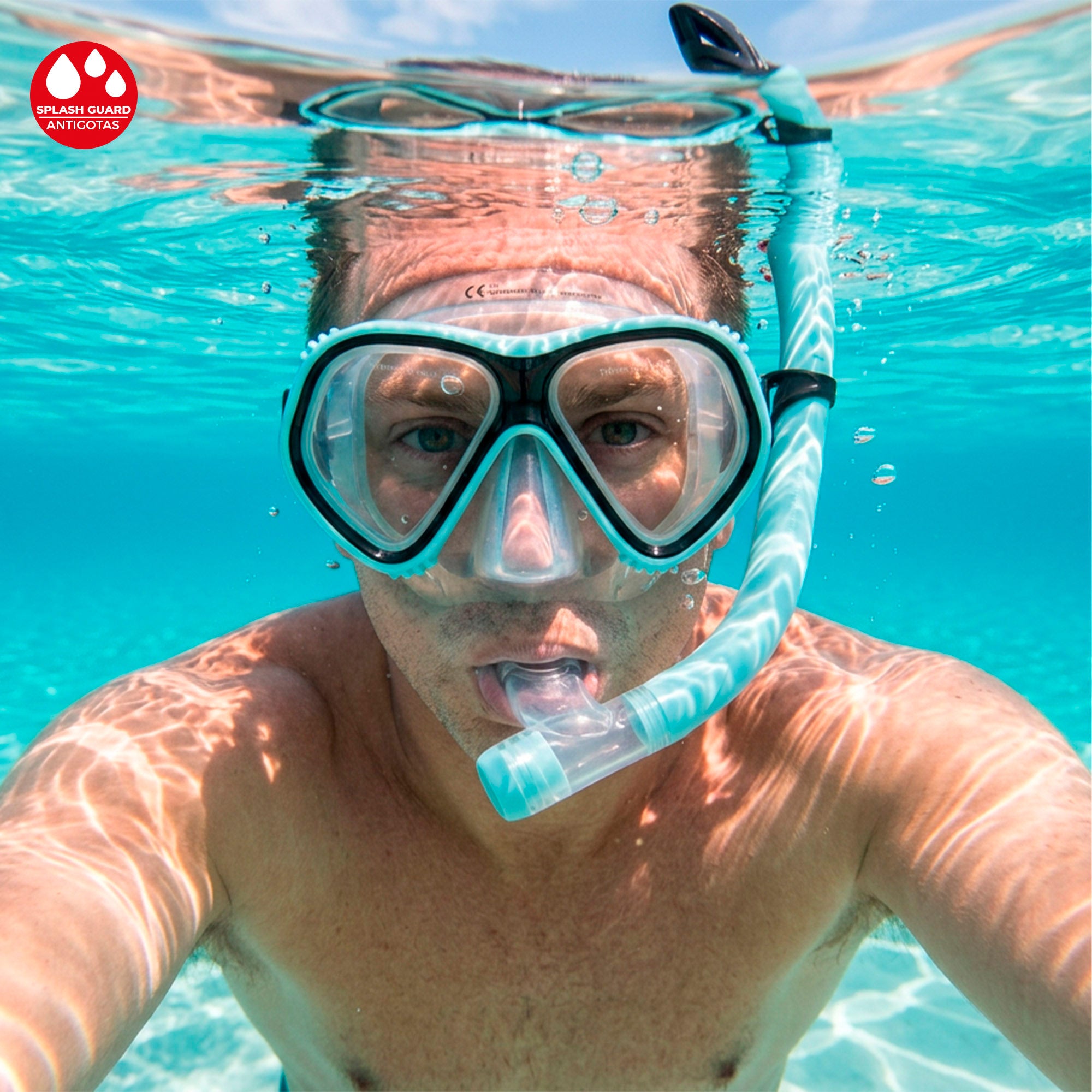 Set snorkel adulto máscara y tubo silicona +12 años Aqua Sport