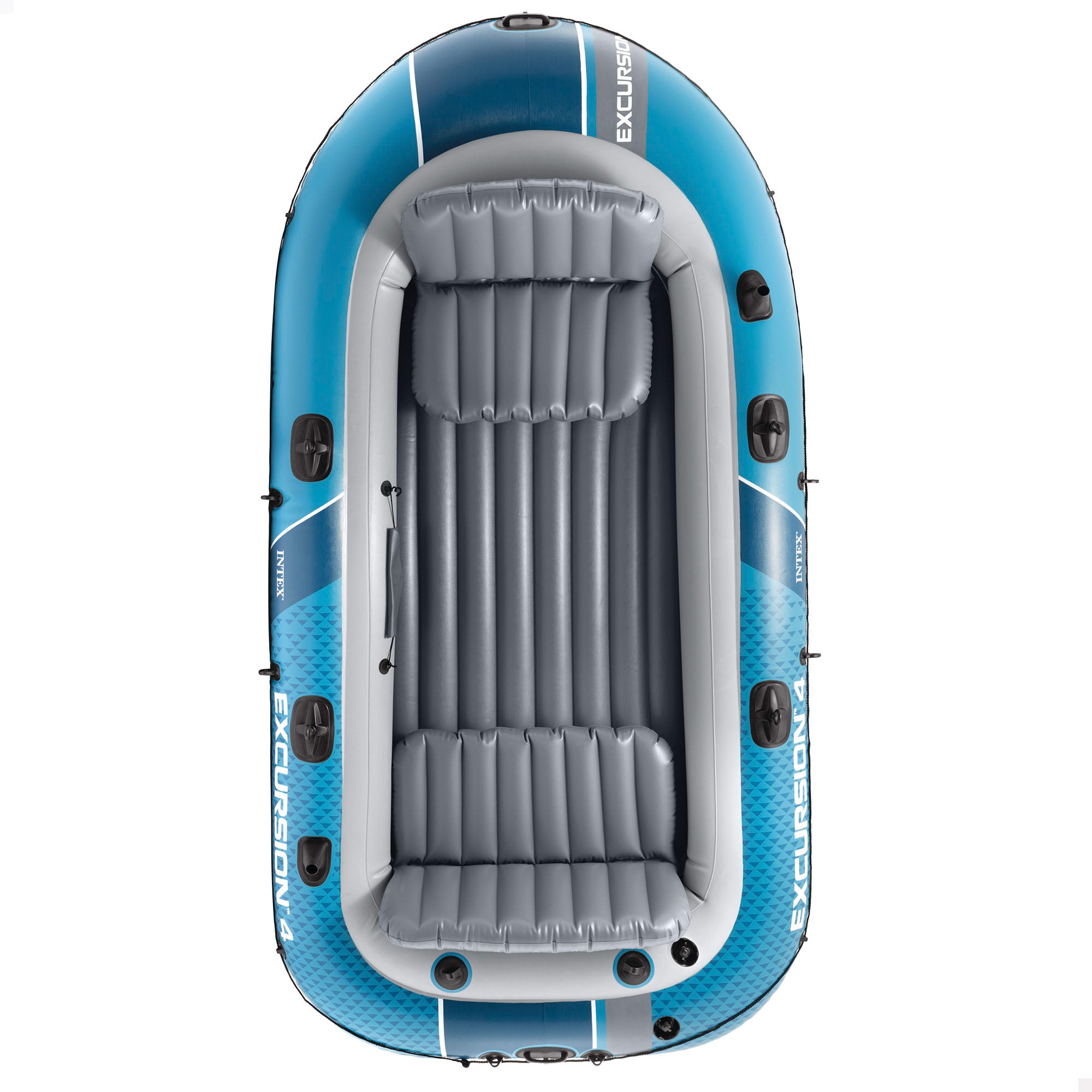 INTEX Barca hinchable Excursion 4 con remos, bomba de inflado y asientos hinchables