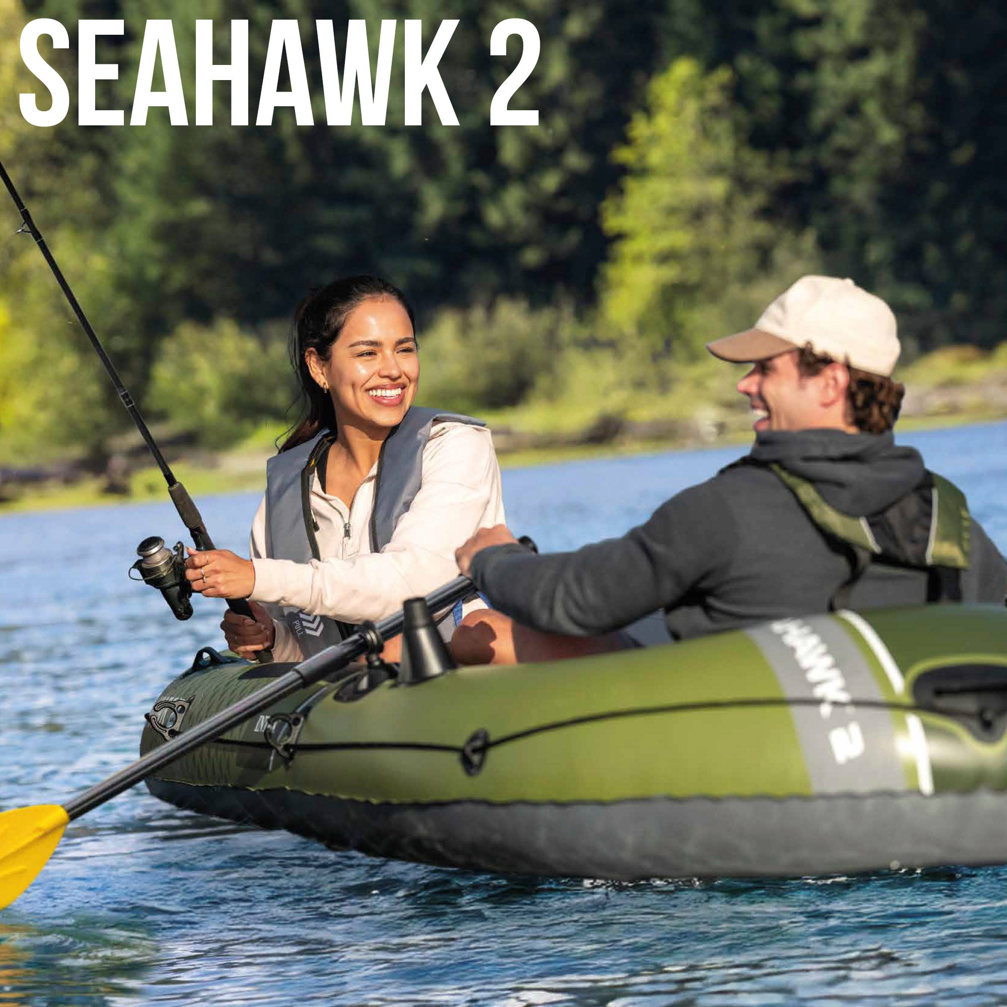 INTEX Barca hinchable Seahawk 2 con remos, bomba de inflado y bolsa para objetos