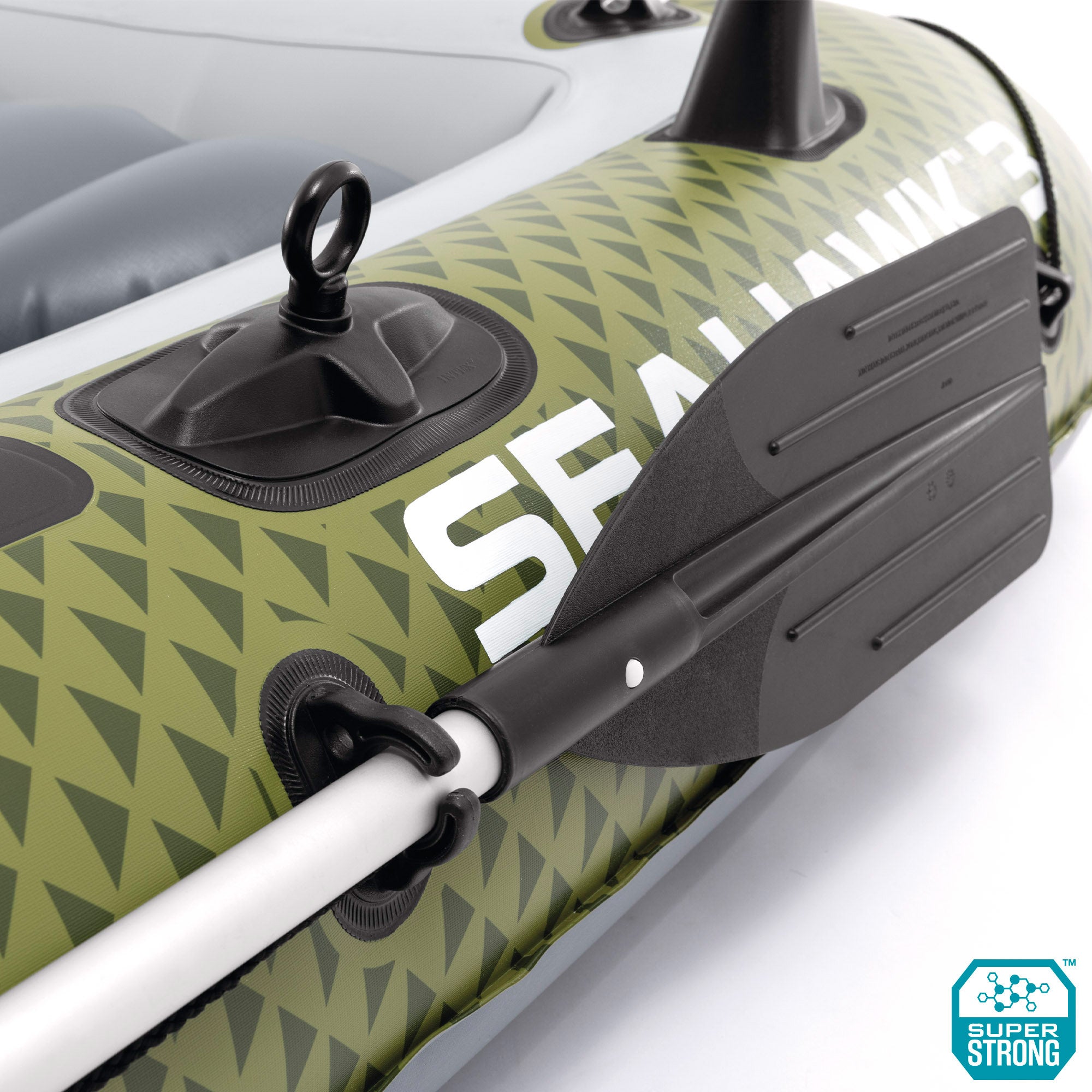 INTEX Barca hinchable Seahawk 3 con remos, bomba de inflado y asientos hinchables