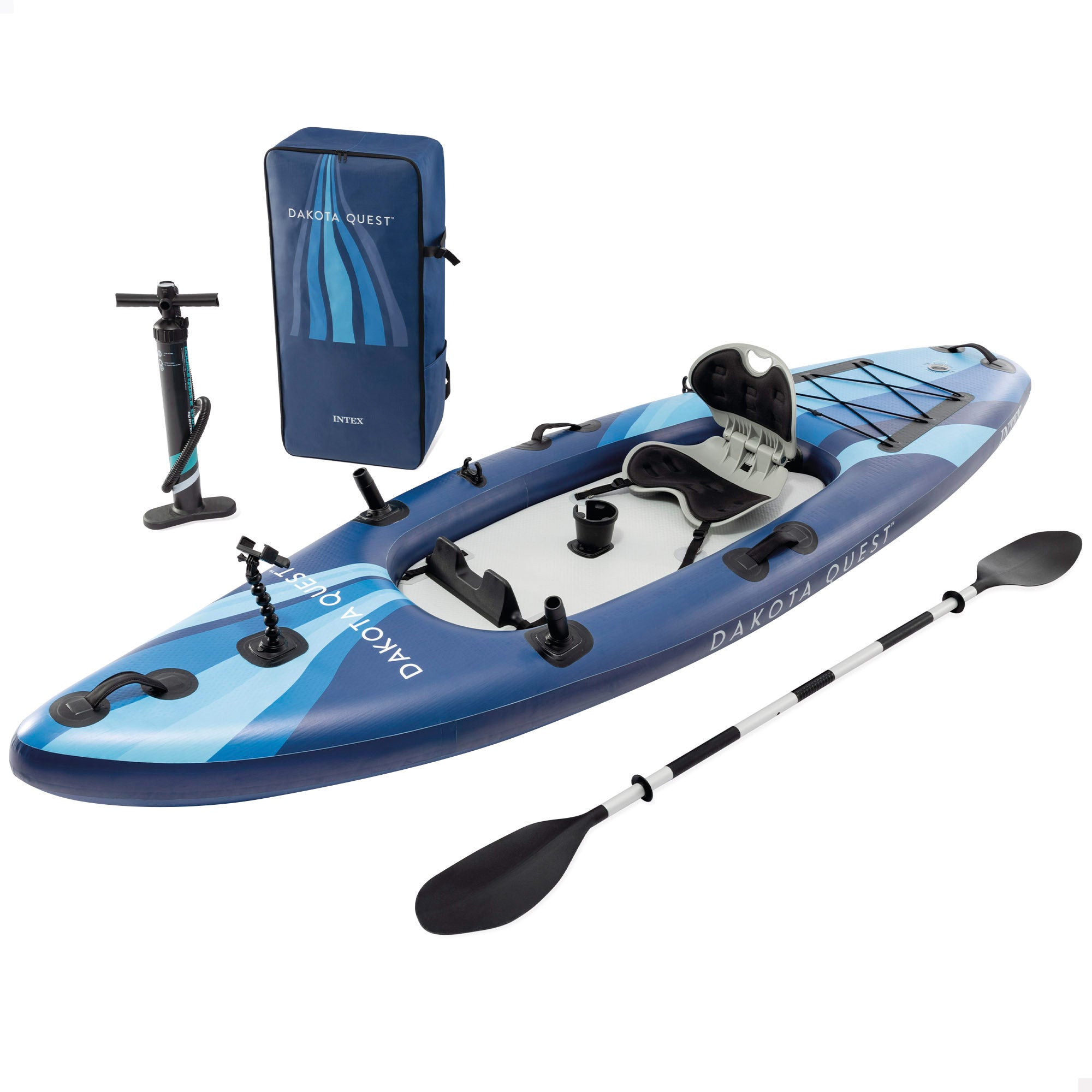 INTEX Kayak hinchable 1 plaza Dakota Quest con remo, hinchador y mochila