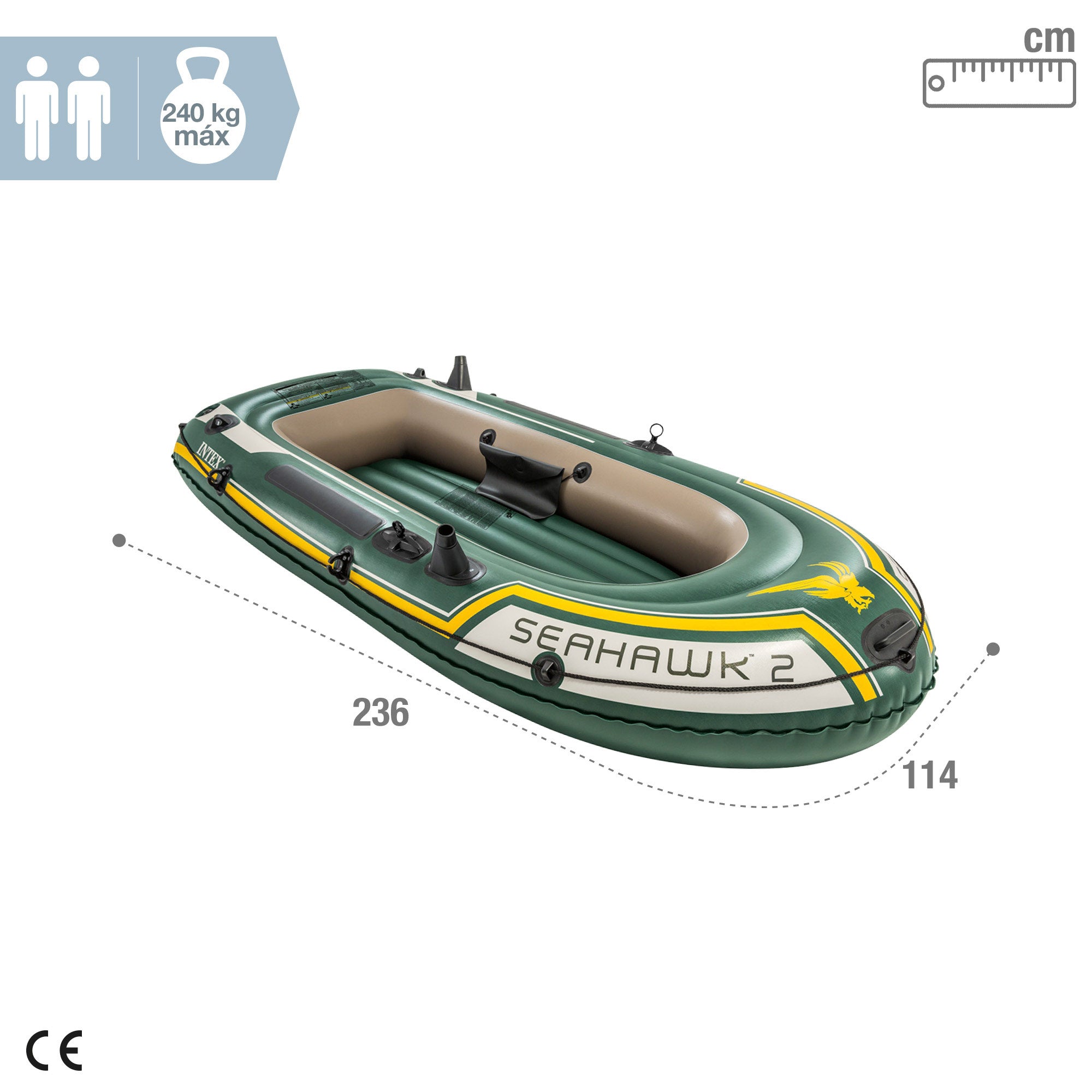 INTEX Barca hinchable seahawk 2 & remos - 236 x 114 x 41 cm